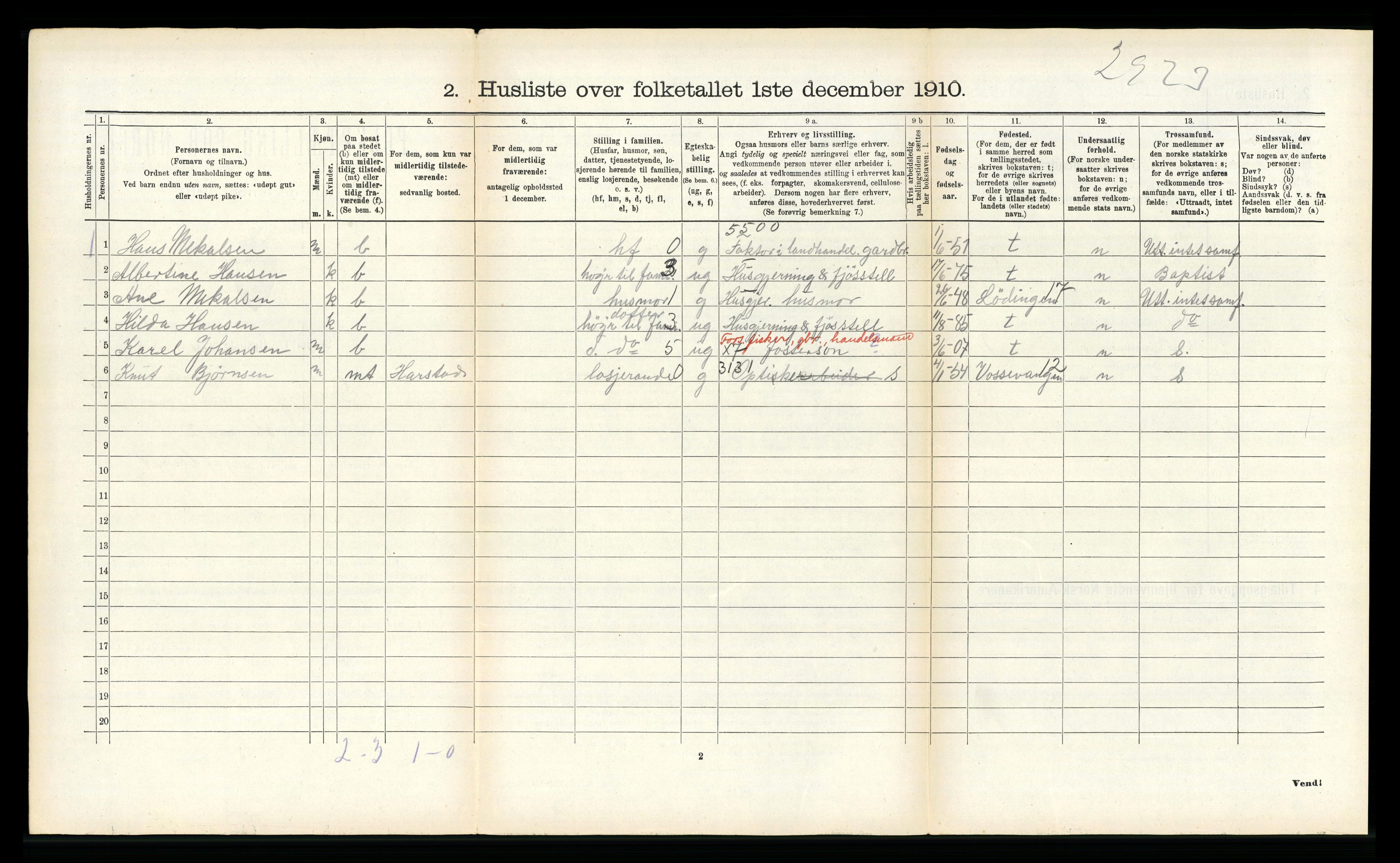 RA, 1910 census for Dverberg, 1910, p. 569