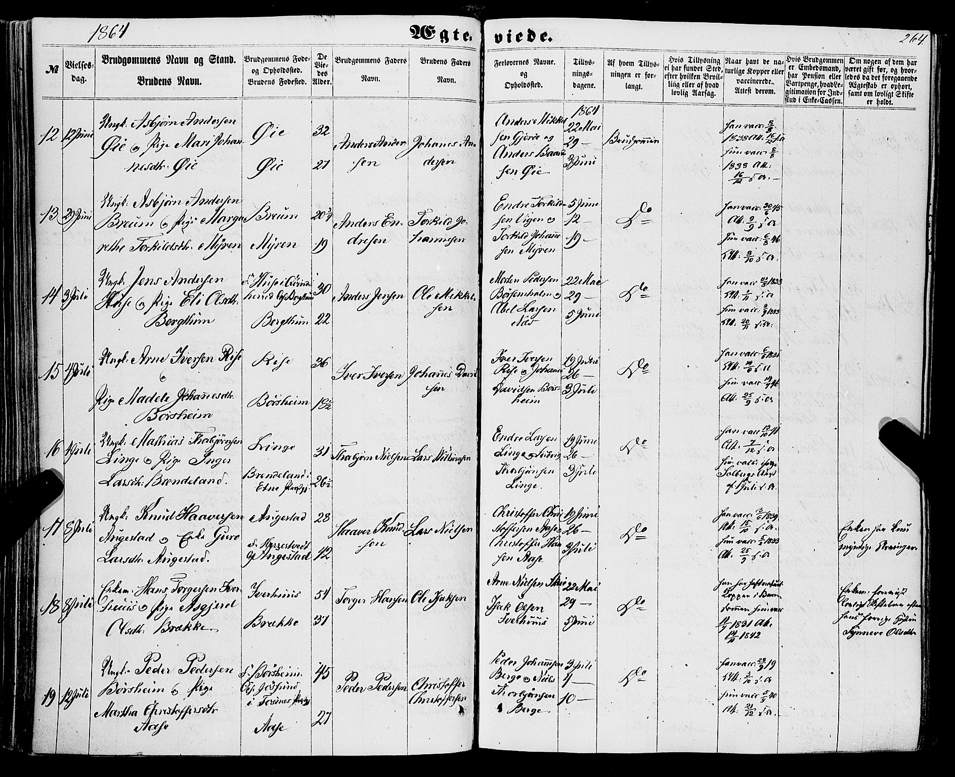 Strandebarm sokneprestembete, SAB/A-78401/H/Haa: Parish register (official) no. A 8, 1858-1872, p. 264