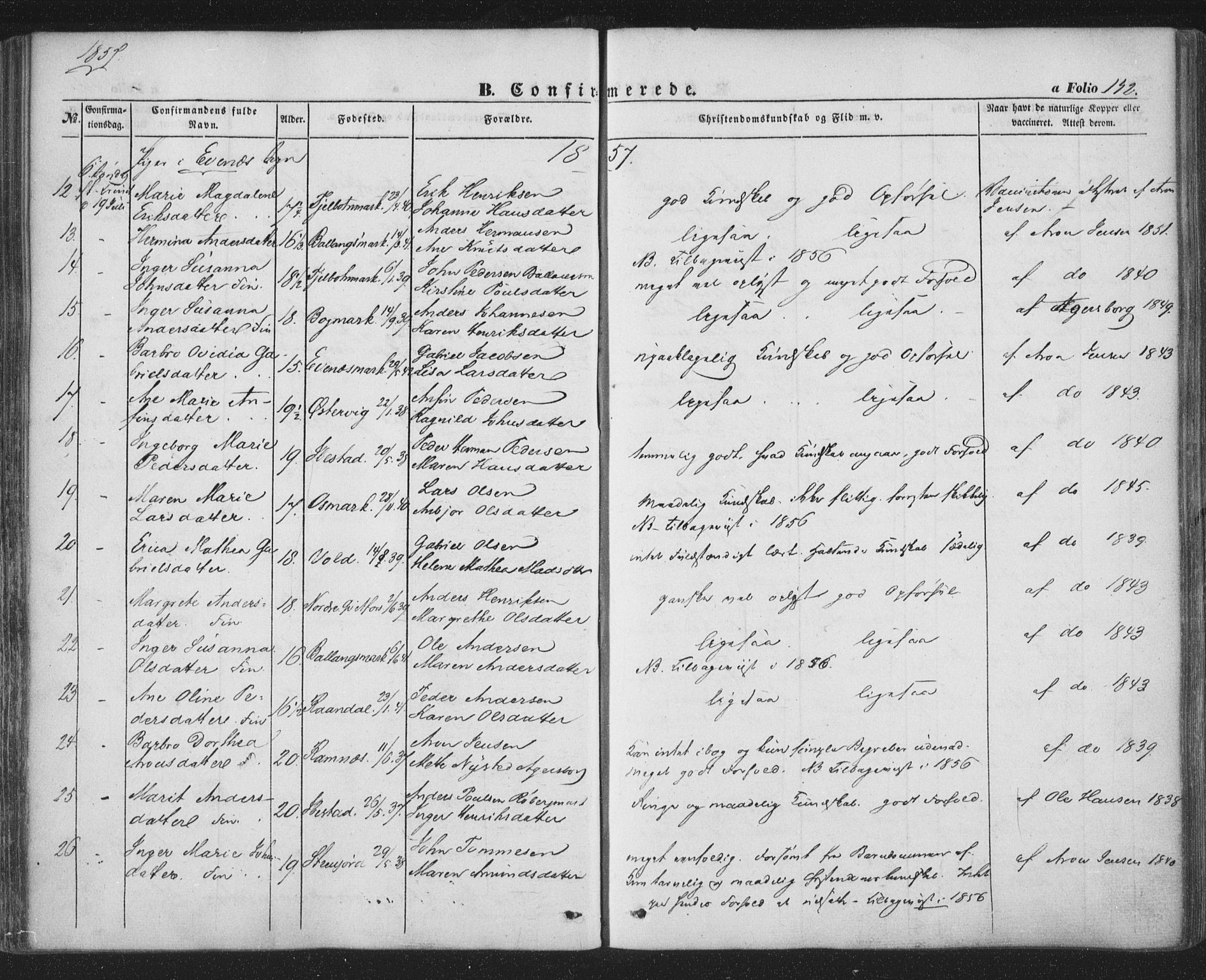 Ministerialprotokoller, klokkerbøker og fødselsregistre - Nordland, AV/SAT-A-1459/863/L0895: Parish register (official) no. 863A07, 1851-1860, p. 142