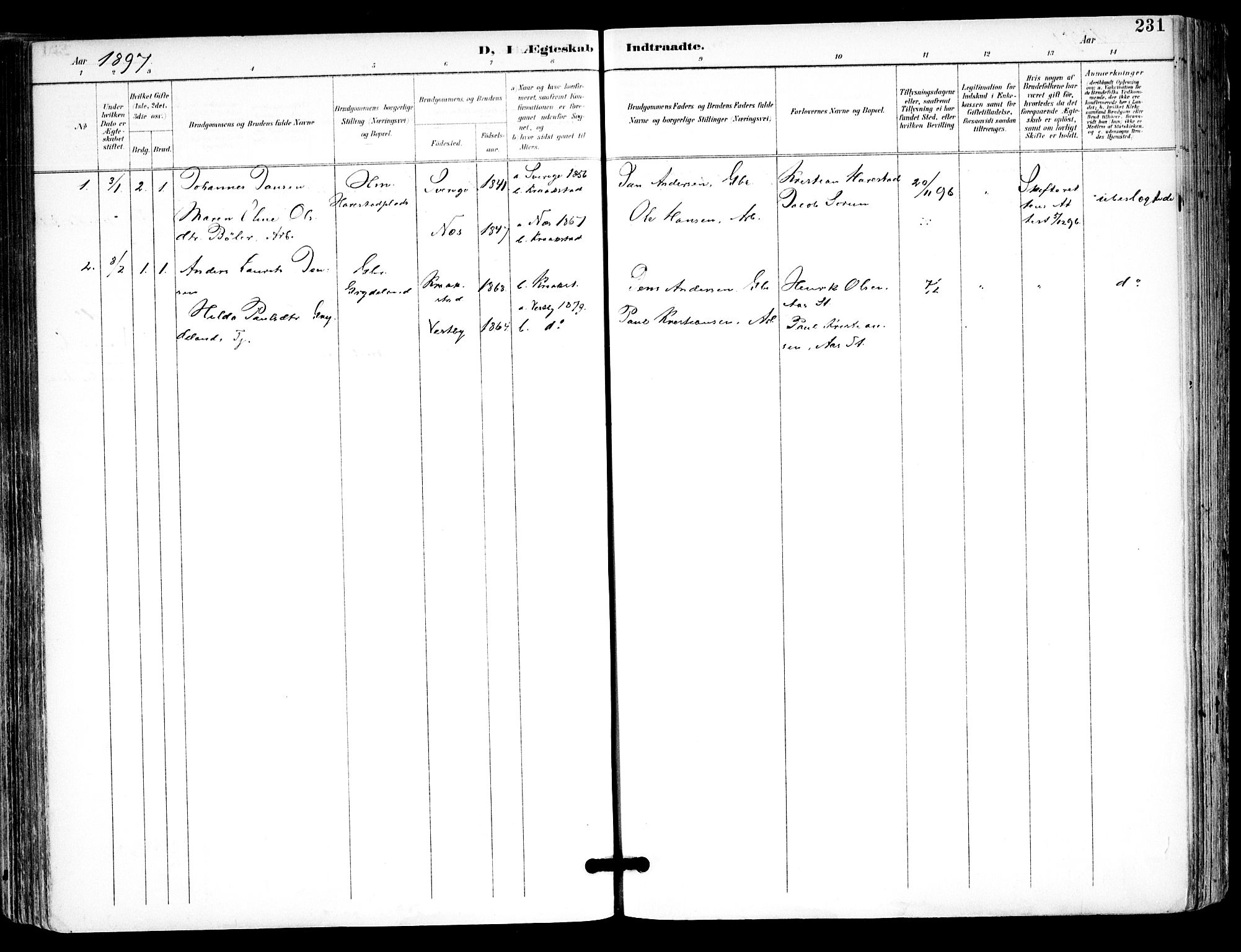 Kråkstad prestekontor Kirkebøker, SAO/A-10125a/F/Fa/L0010: Parish register (official) no. I 10, 1893-1931, p. 231