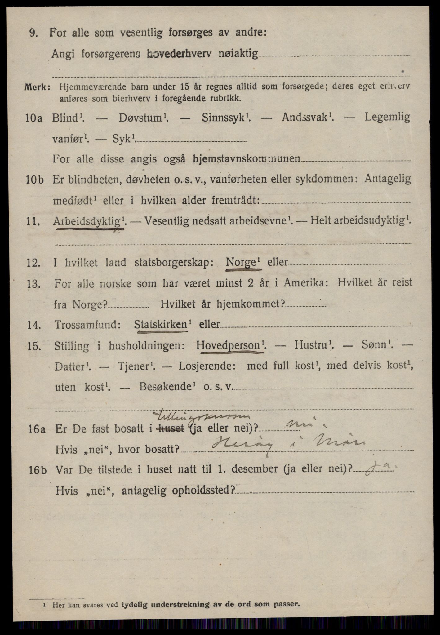 SAT, 1920 census for Volda, 1920, p. 1957