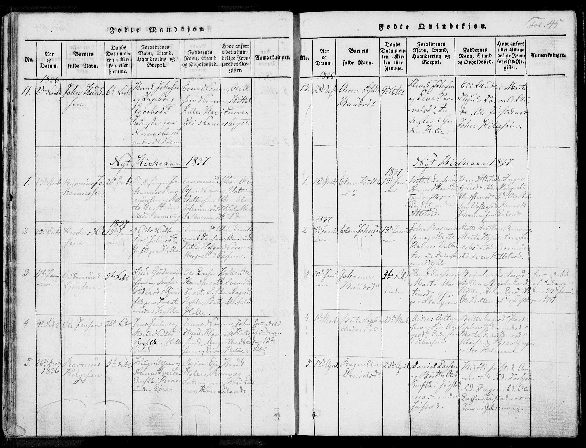 Nedstrand sokneprestkontor, AV/SAST-A-101841/01/IV: Parish register (official) no. A 7, 1816-1870, p. 45