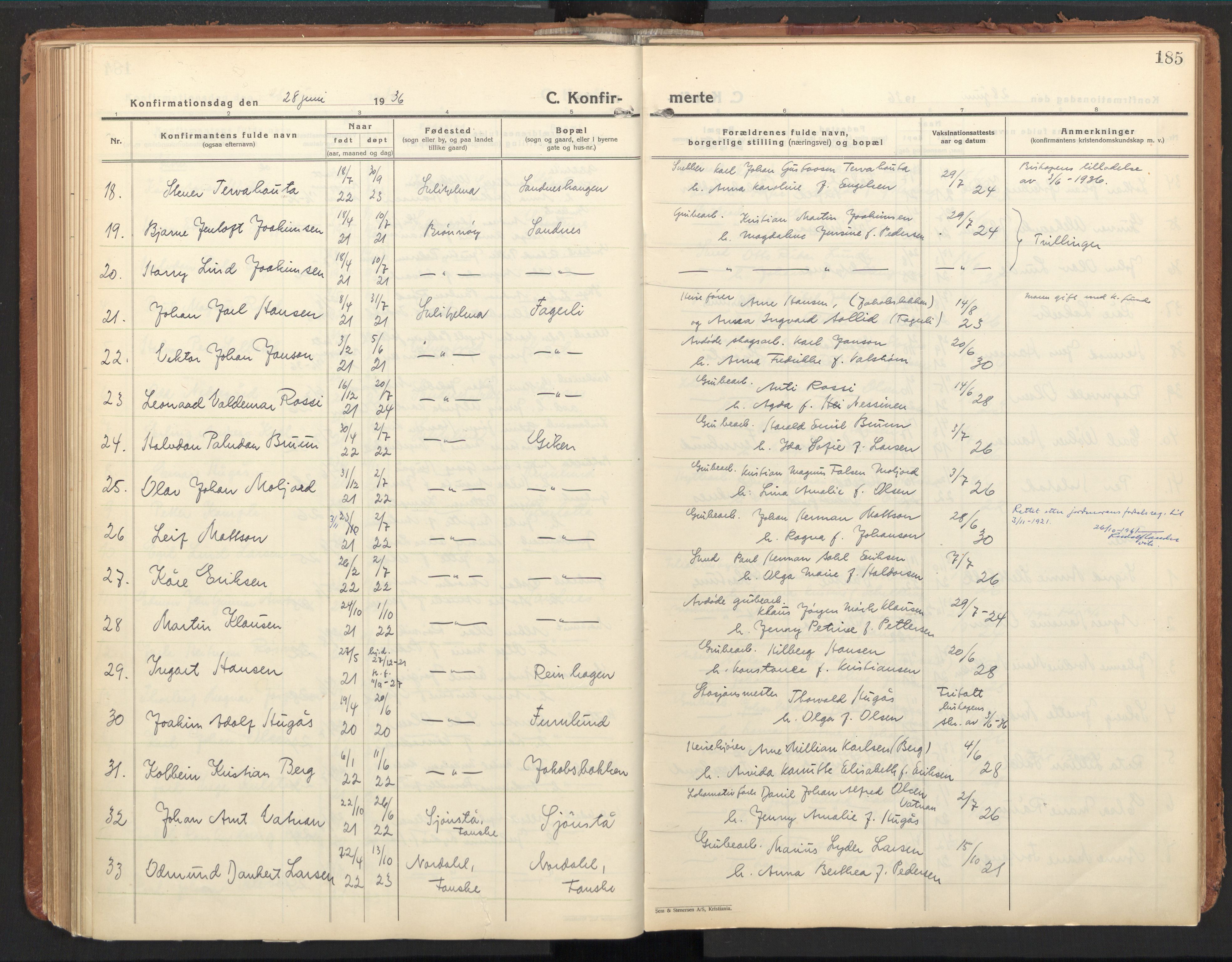 Ministerialprotokoller, klokkerbøker og fødselsregistre - Nordland, AV/SAT-A-1459/850/L0716: Curate's parish register no. 850B06, 1924-1938, p. 185