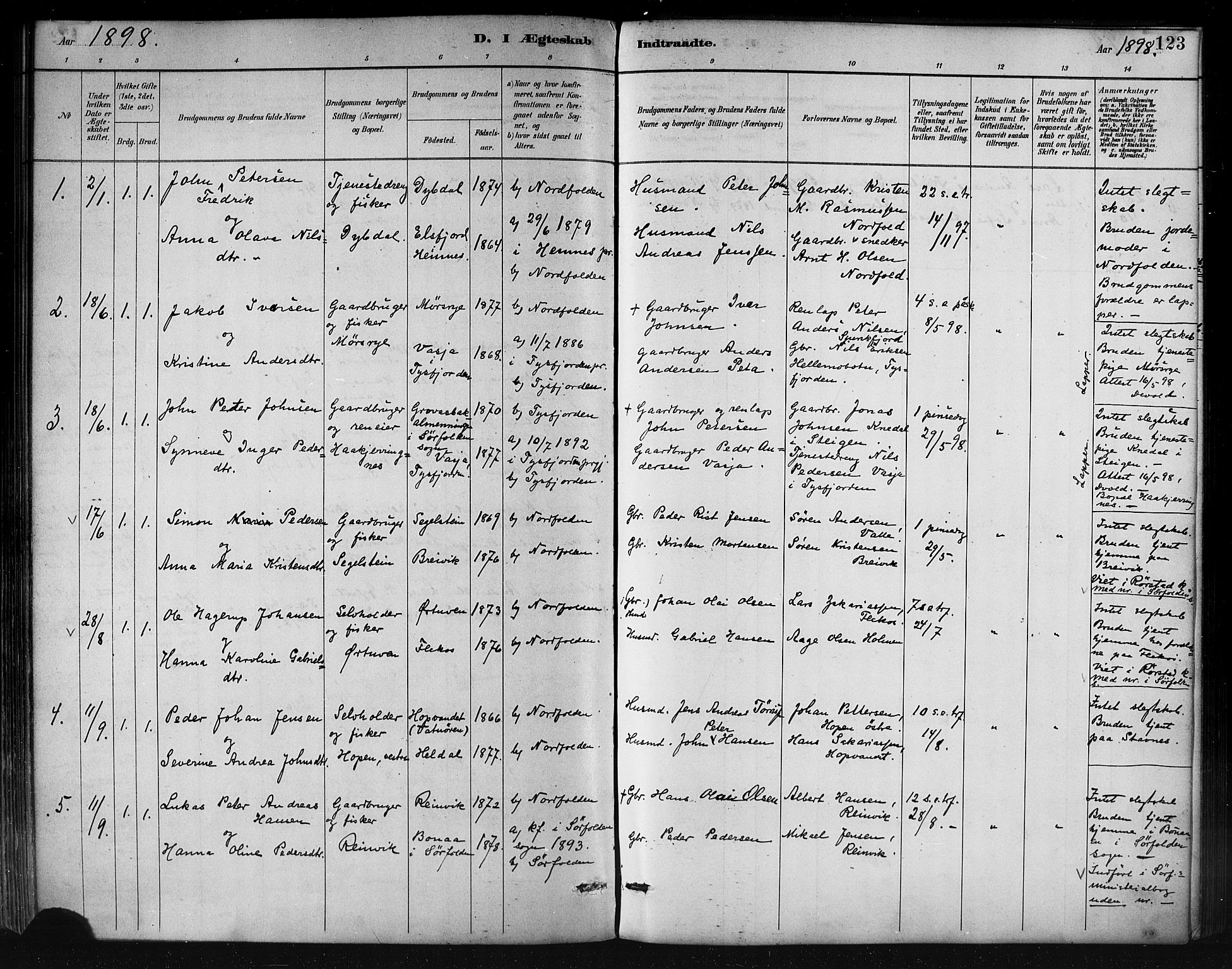 Ministerialprotokoller, klokkerbøker og fødselsregistre - Nordland, AV/SAT-A-1459/858/L0831: Parish register (official) no. 858A01, 1884-1902, p. 123