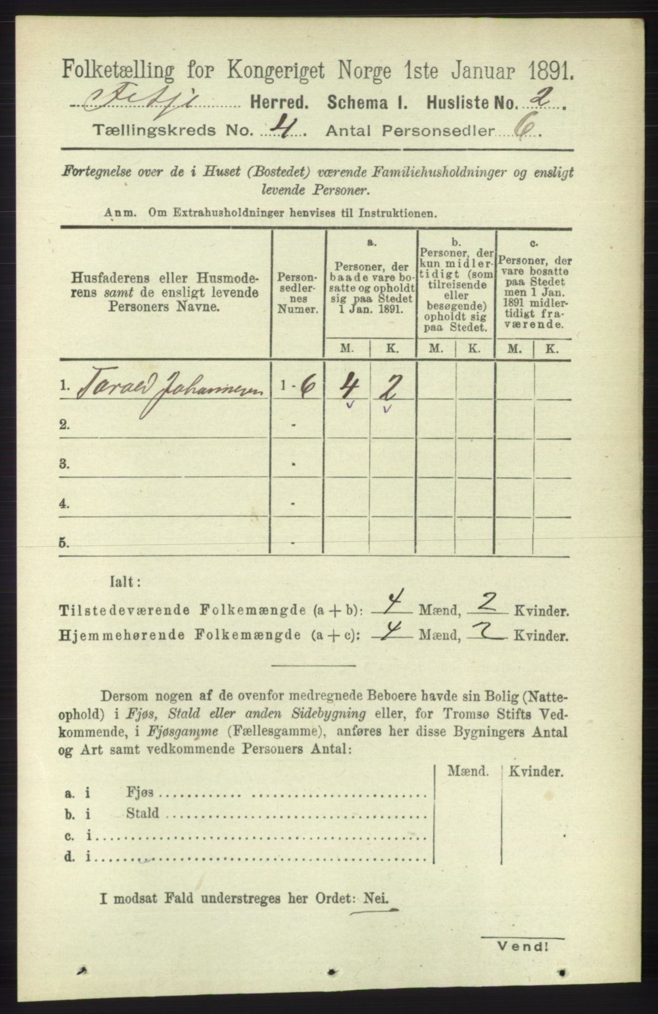 RA, 1891 census for 1222 Fitjar, 1891, p. 1290
