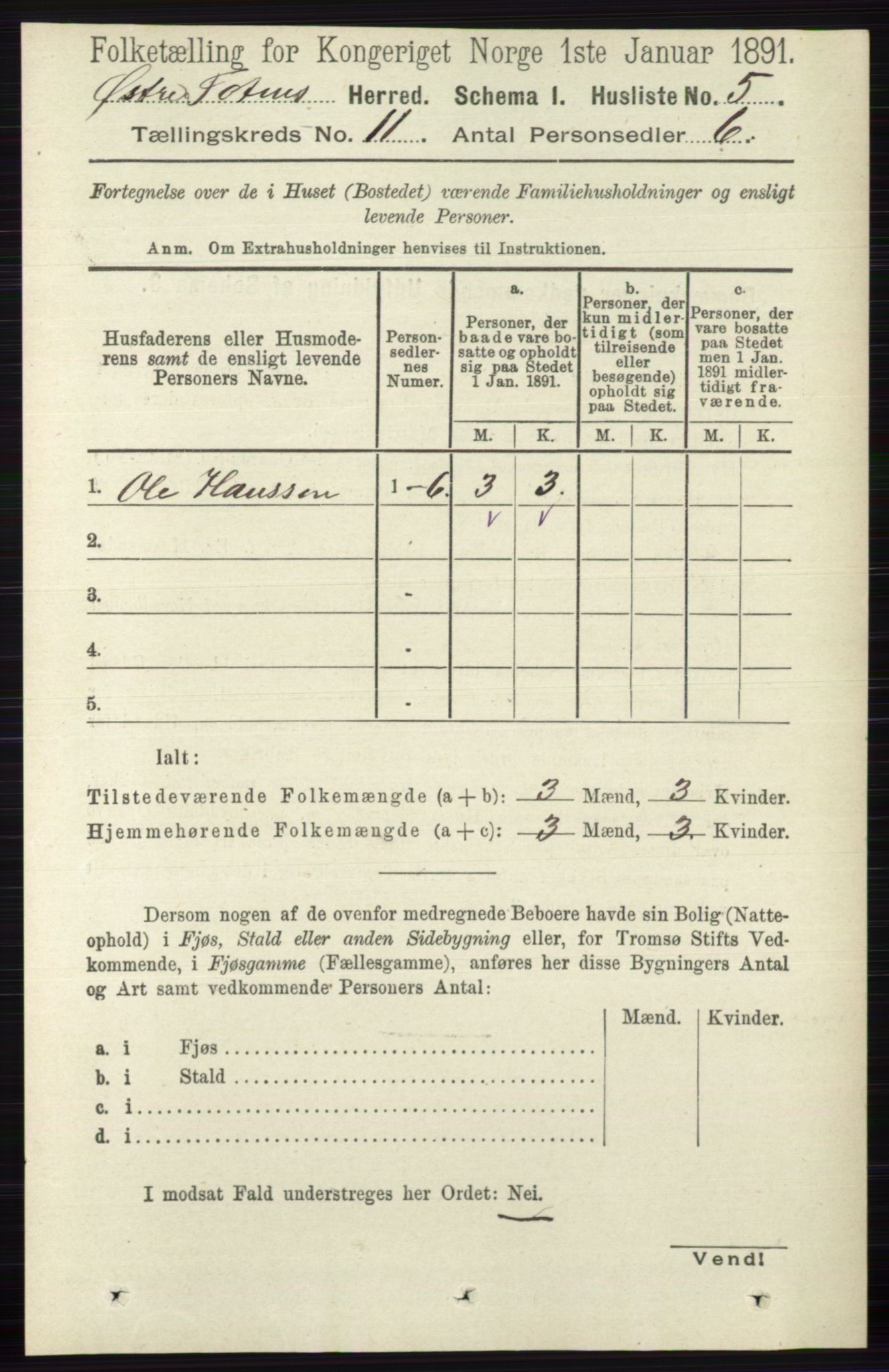 RA, 1891 census for 0528 Østre Toten, 1891, p. 6813