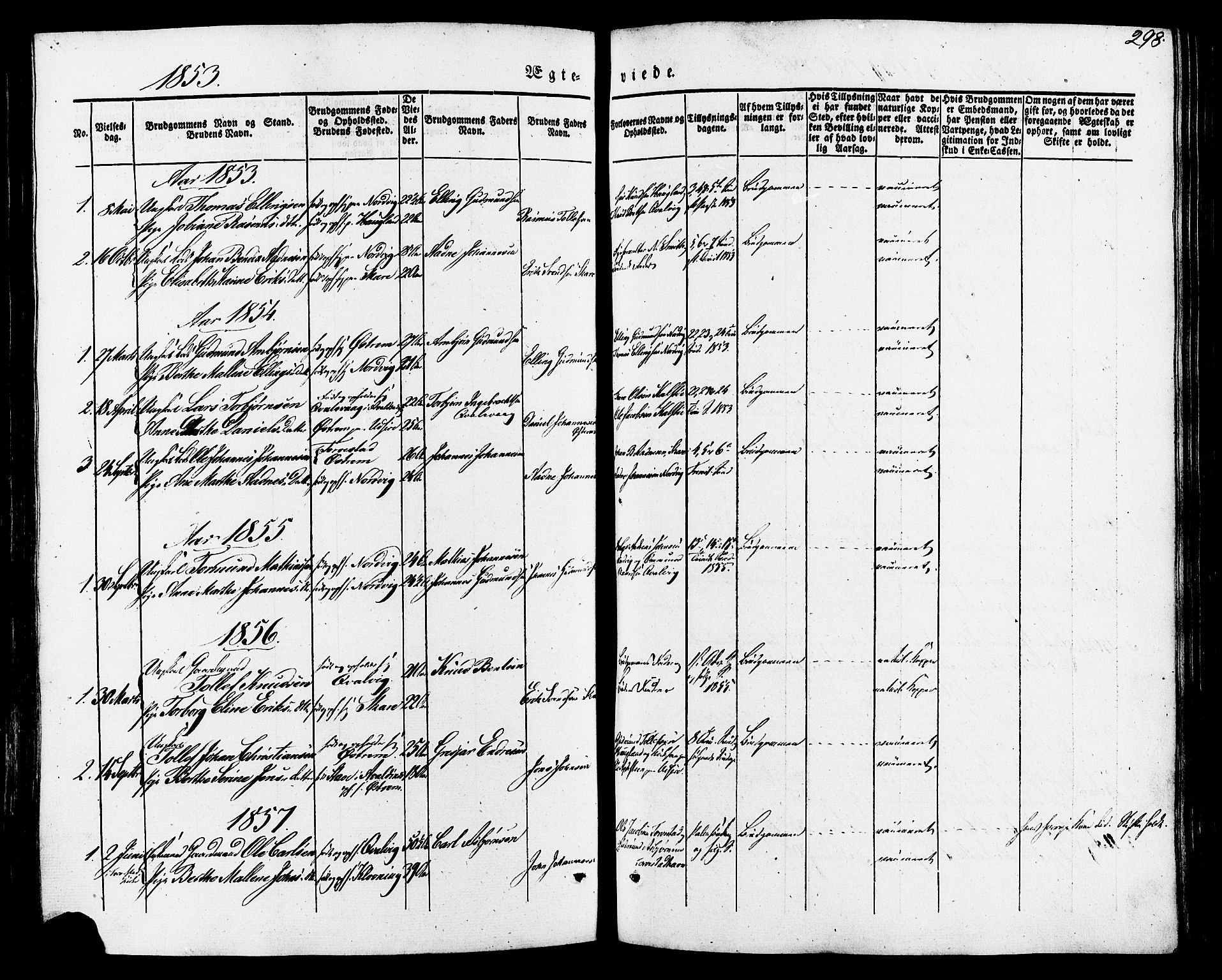Torvastad sokneprestkontor, SAST/A -101857/H/Ha/Haa/L0007: Parish register (official) no. A 7, 1838-1882, p. 298