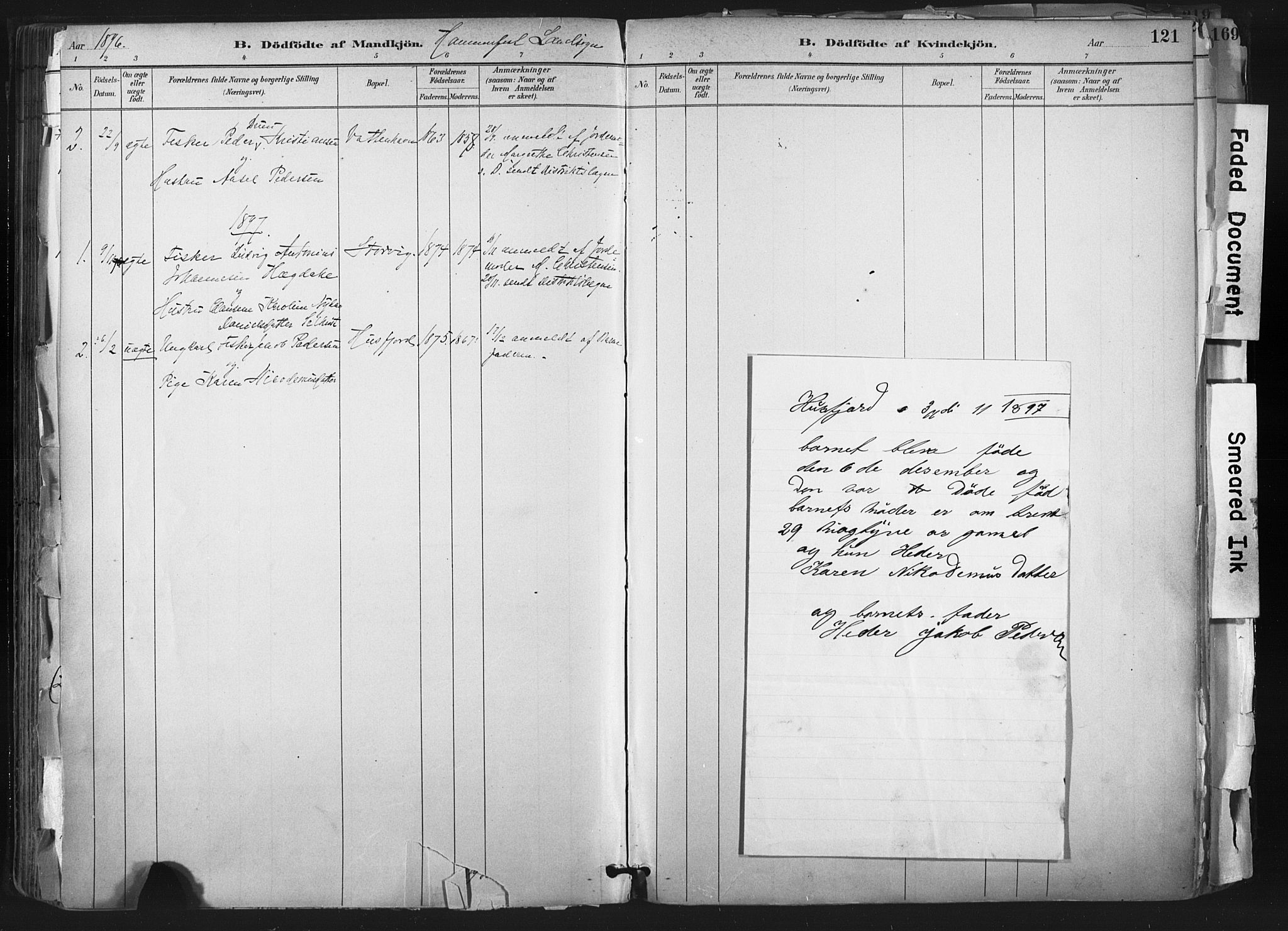Hammerfest sokneprestkontor, SATØ/S-1347: Parish register (official) no. 11 /1, 1885-1897, p. 121