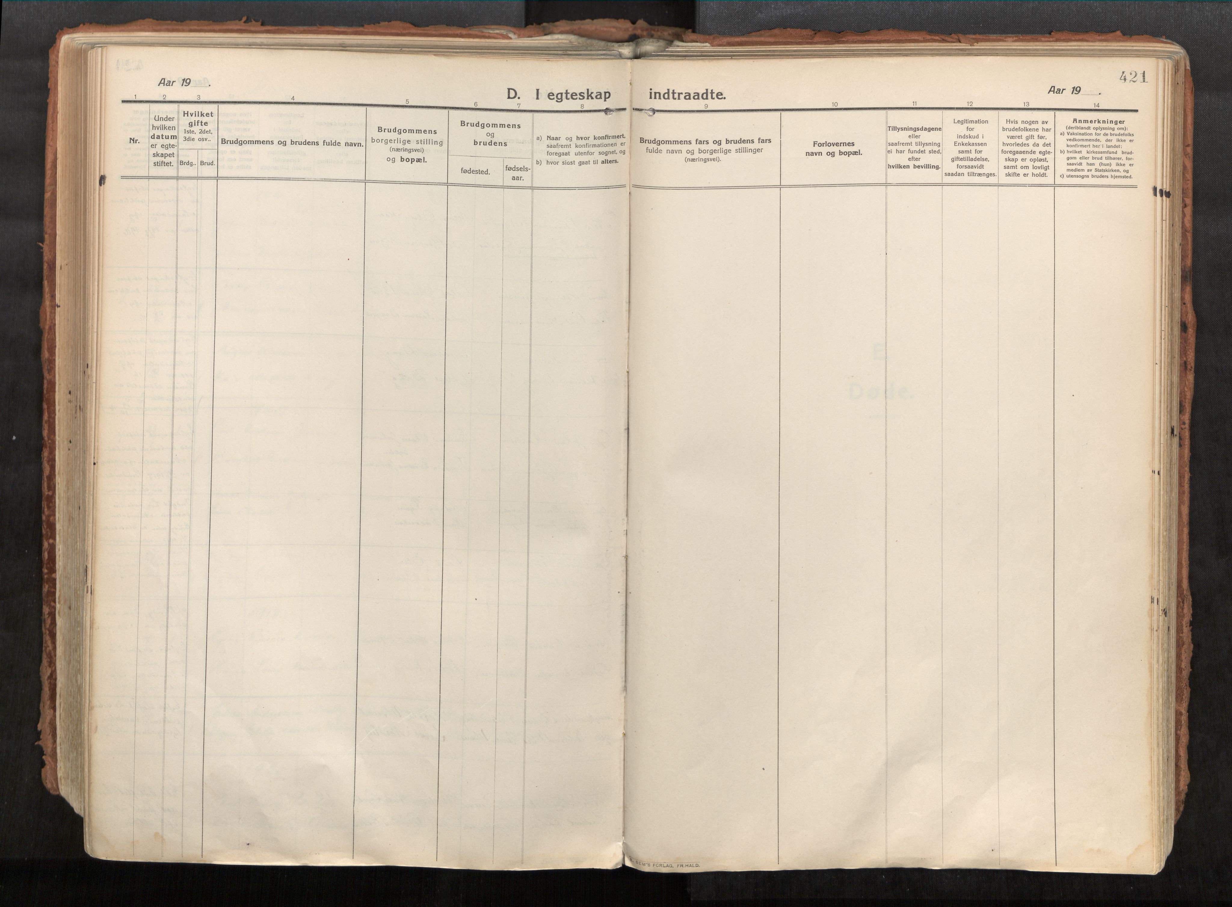 Vikna sokneprestkontor, SAT/A-1173/1/I/I1/I1a/L0001: Parish register (official) no. 1, 1913-1934, p. 421