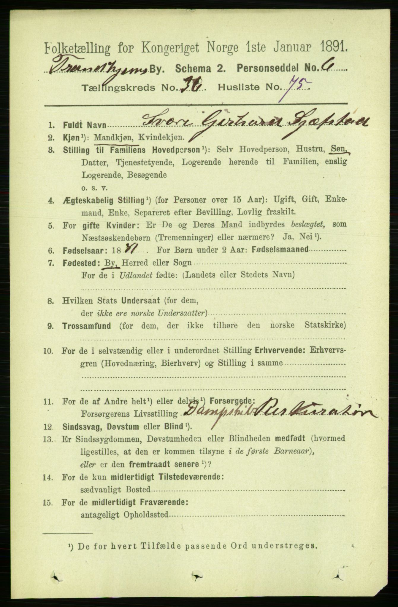 RA, 1891 census for 1601 Trondheim, 1891, p. 27743