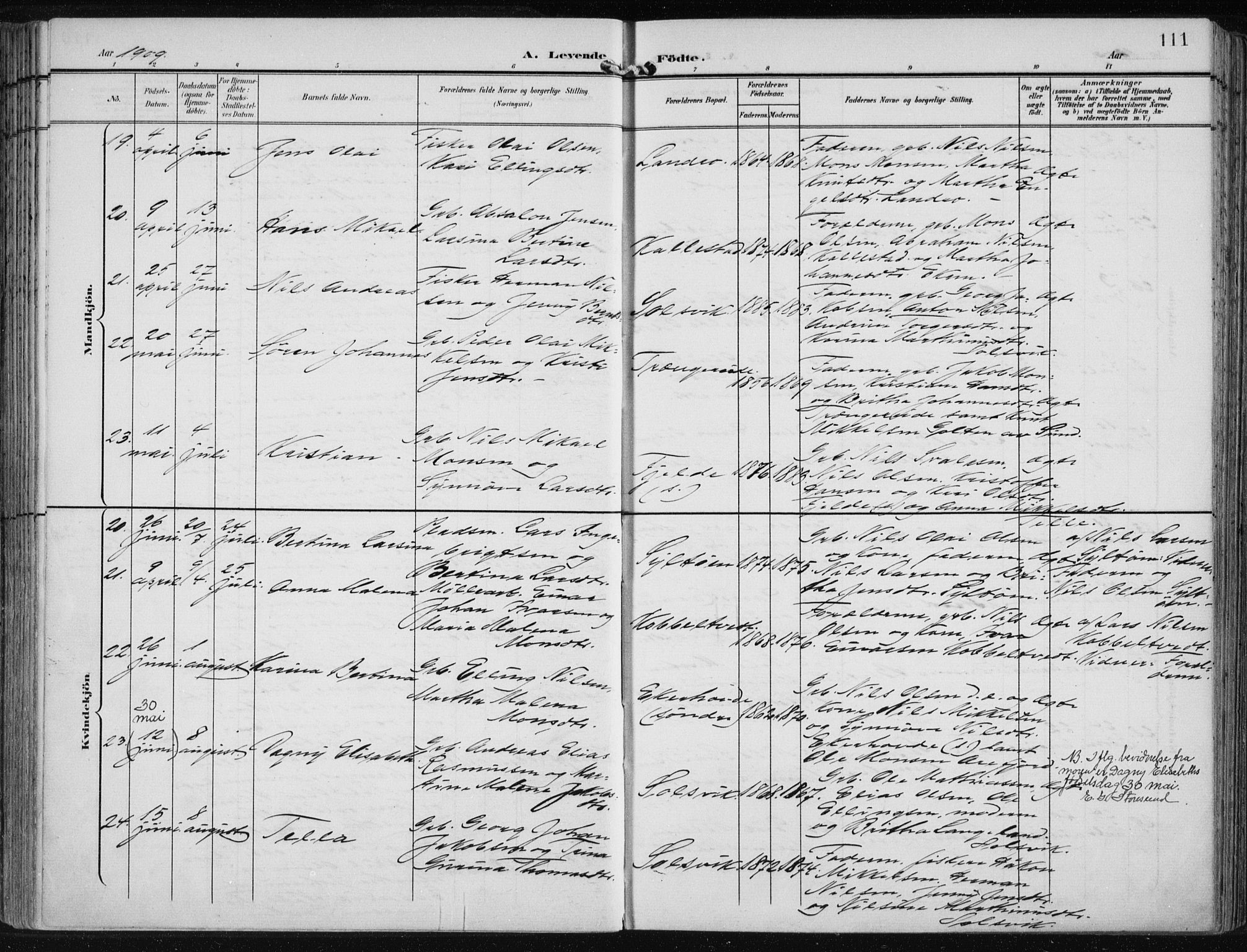 Fjell sokneprestembete, SAB/A-75301/H/Haa: Parish register (official) no. A  9, 1899-1910, p. 111