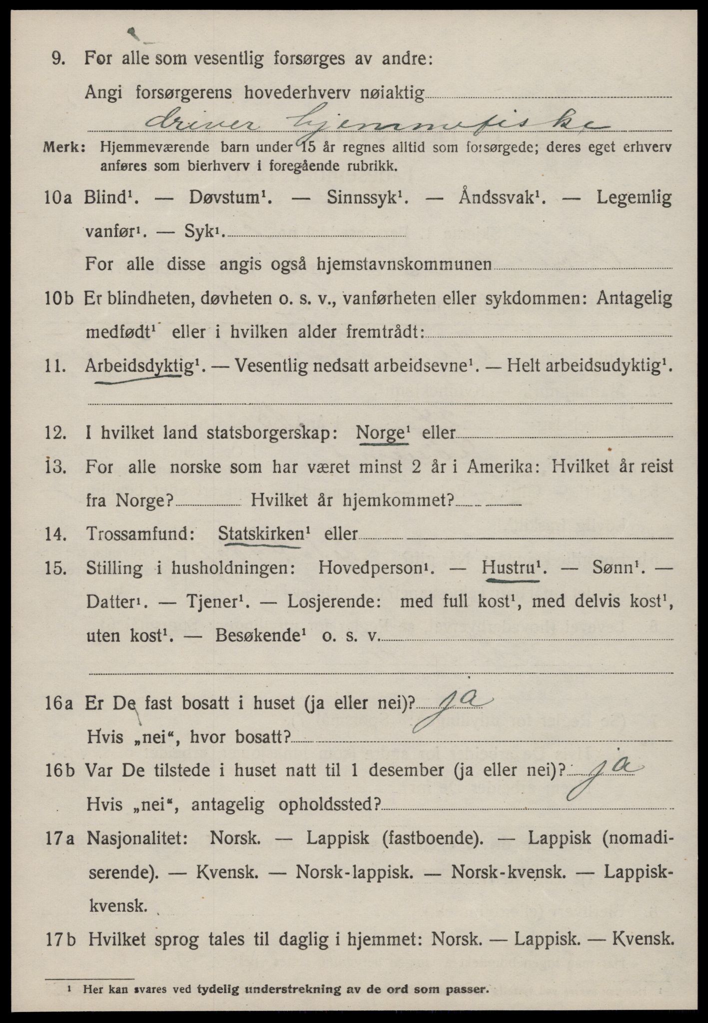 SAT, 1920 census for Osen, 1920, p. 1272