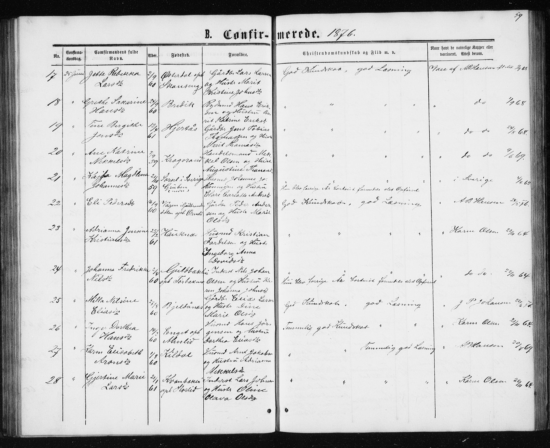 Ministerialprotokoller, klokkerbøker og fødselsregistre - Nordland, AV/SAT-A-1459/827/L0416: Parish register (copy) no. 827C05, 1865-1886, p. 59