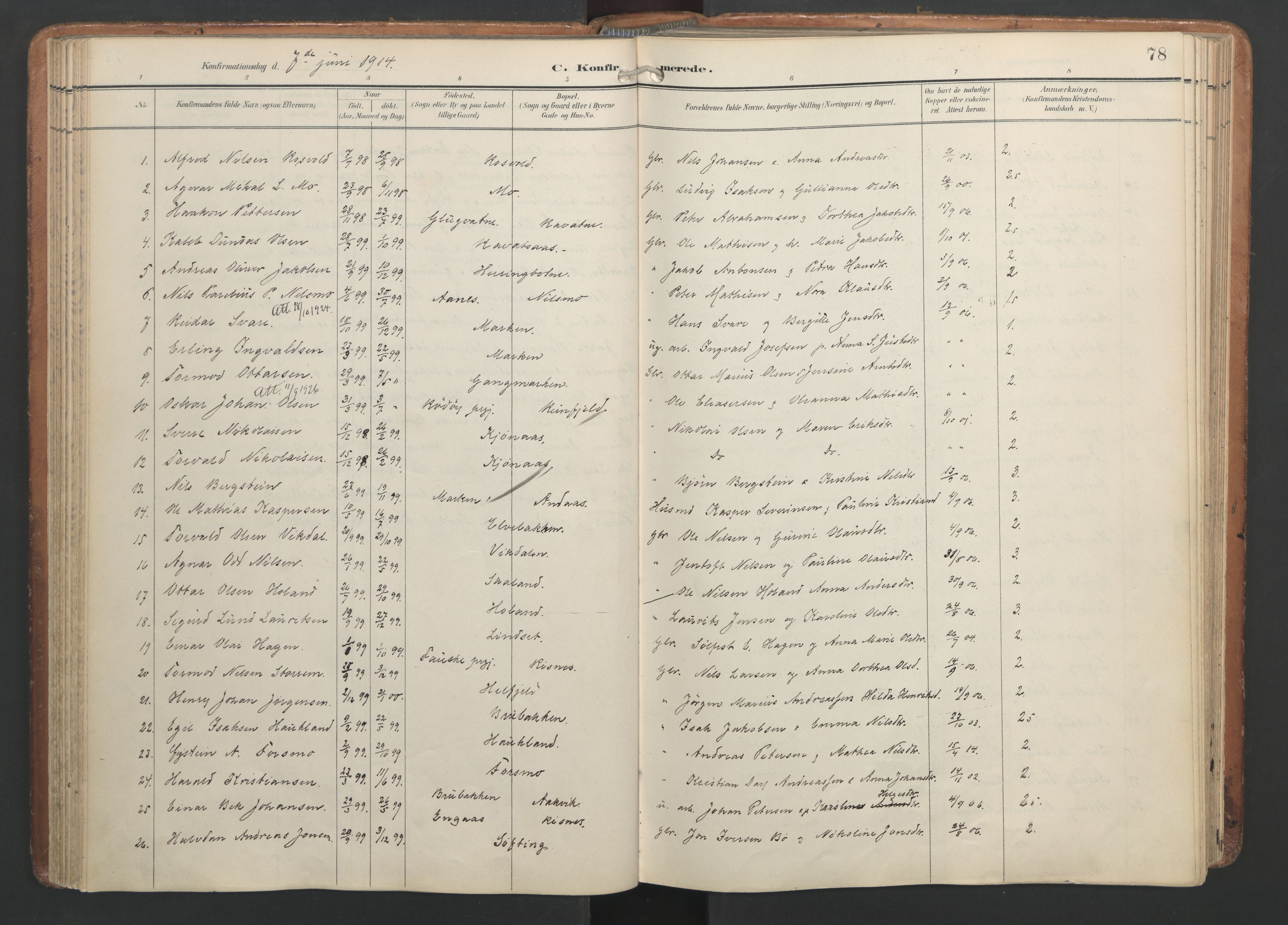 Ministerialprotokoller, klokkerbøker og fødselsregistre - Nordland, AV/SAT-A-1459/820/L0298: Parish register (official) no. 820A19, 1897-1915, p. 78