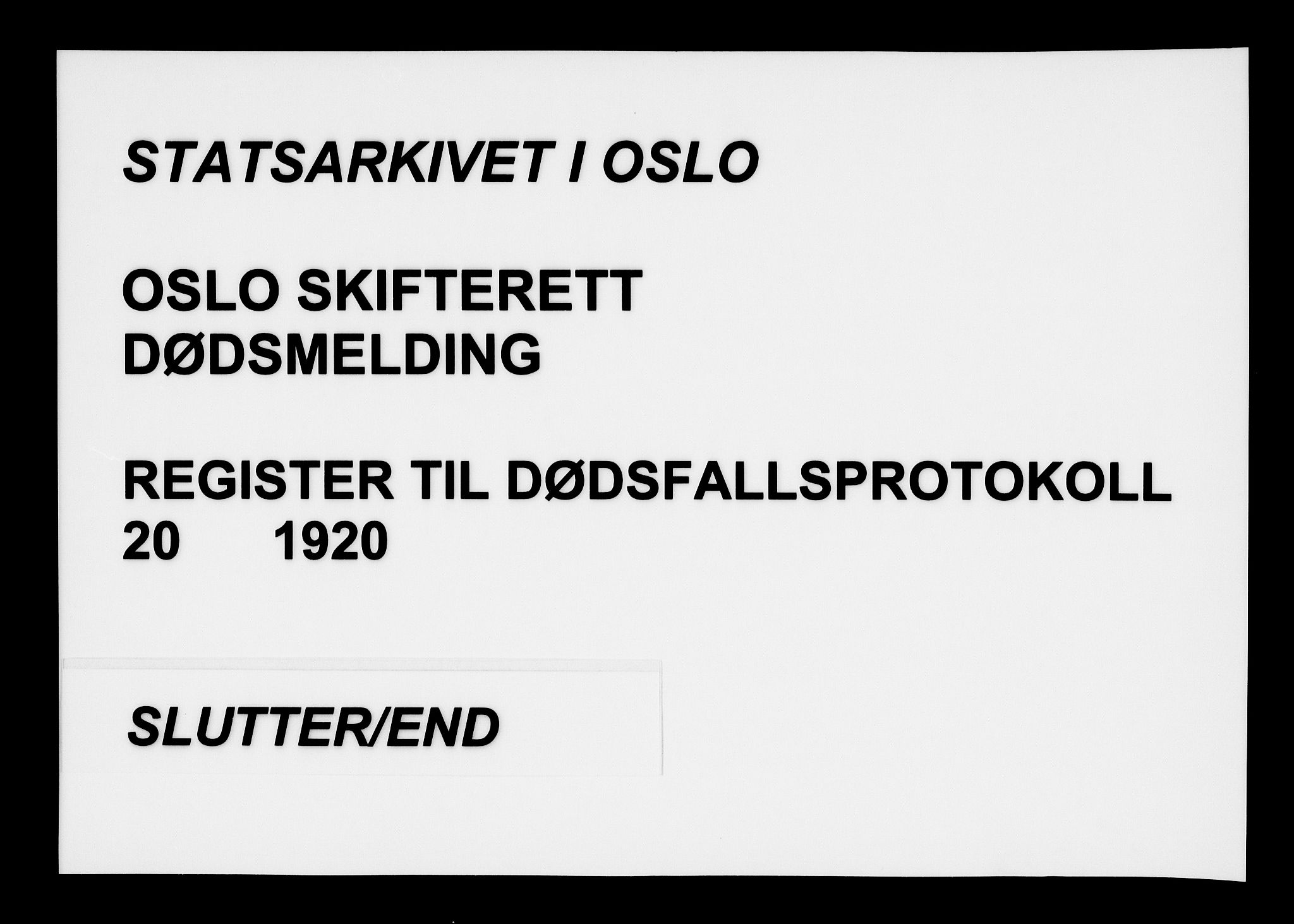 Oslo skifterett, SAO/A-10383/F/Fa/Faa/L0020: Navneregister, 1920