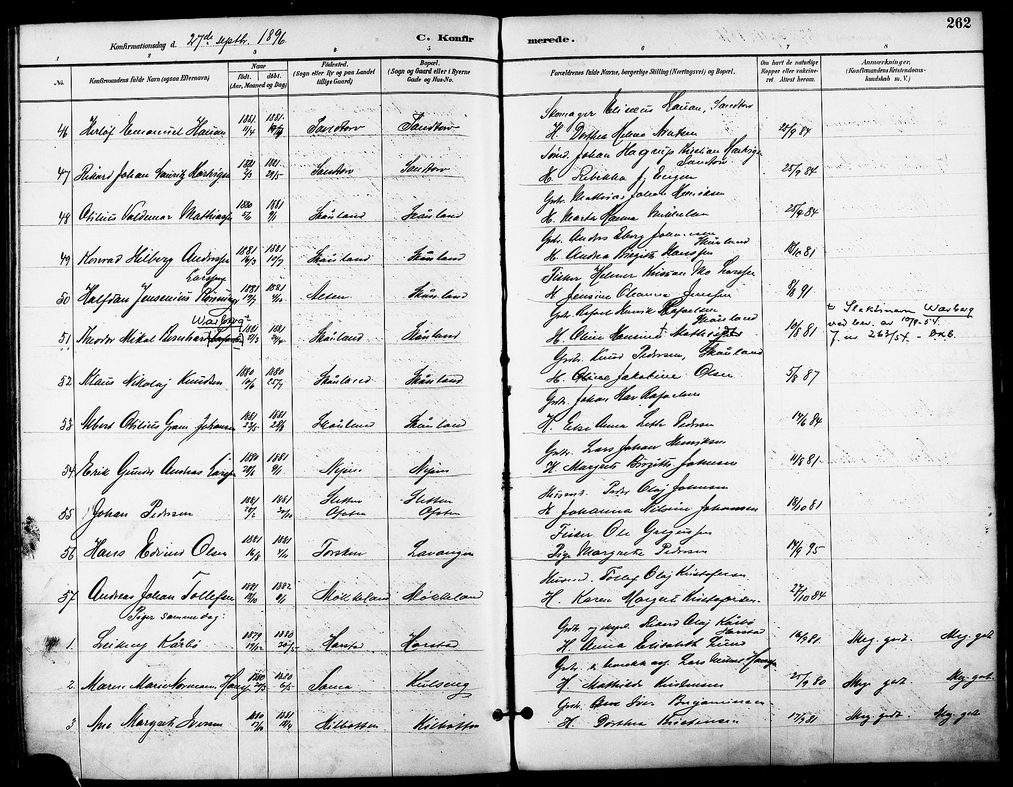 Trondenes sokneprestkontor, SATØ/S-1319/H/Ha/L0016kirke: Parish register (official) no. 16, 1890-1898, p. 262