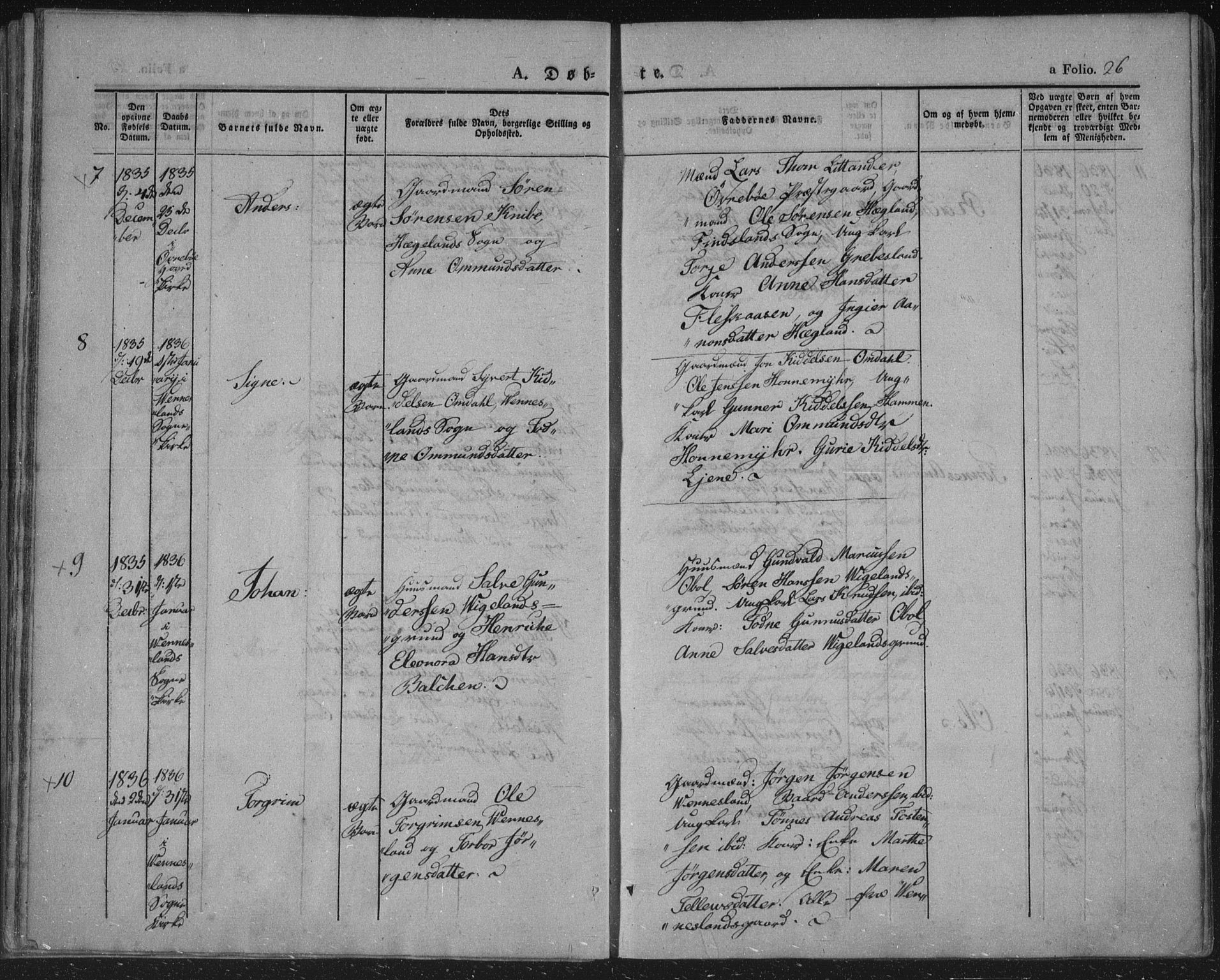 Vennesla sokneprestkontor, AV/SAK-1111-0045/Fa/Fac/L0004: Parish register (official) no. A 4, 1834-1855, p. 26