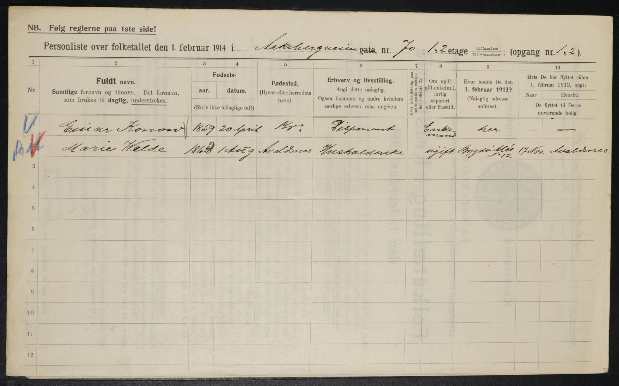 OBA, Municipal Census 1914 for Kristiania, 1914, p. 131943