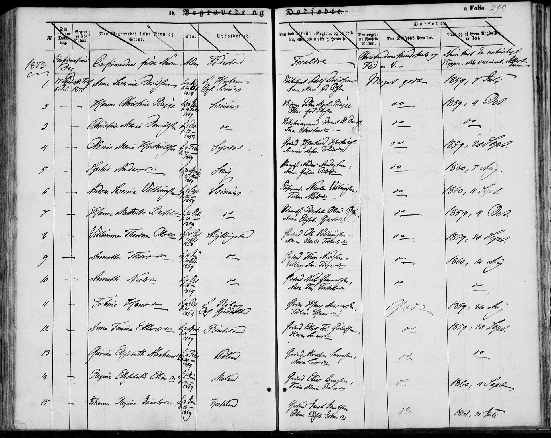Sør-Audnedal sokneprestkontor, AV/SAK-1111-0039/F/Fa/Fab/L0007: Parish register (official) no. A 7, 1855-1876, p. 299