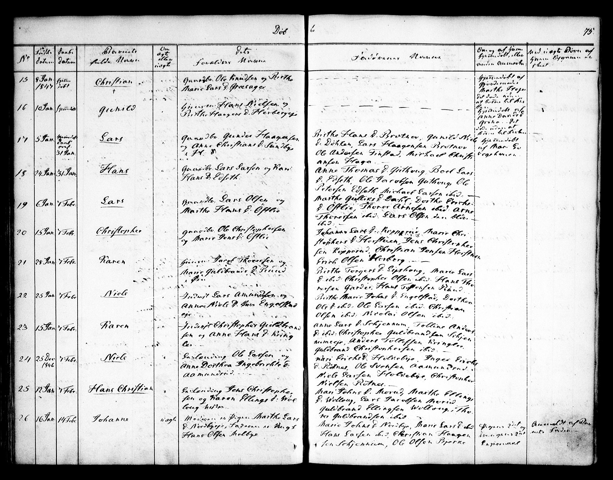 Nannestad prestekontor Kirkebøker, AV/SAO-A-10414a/F/Fa/L0010: Parish register (official) no. I 10, 1840-1850, p. 75