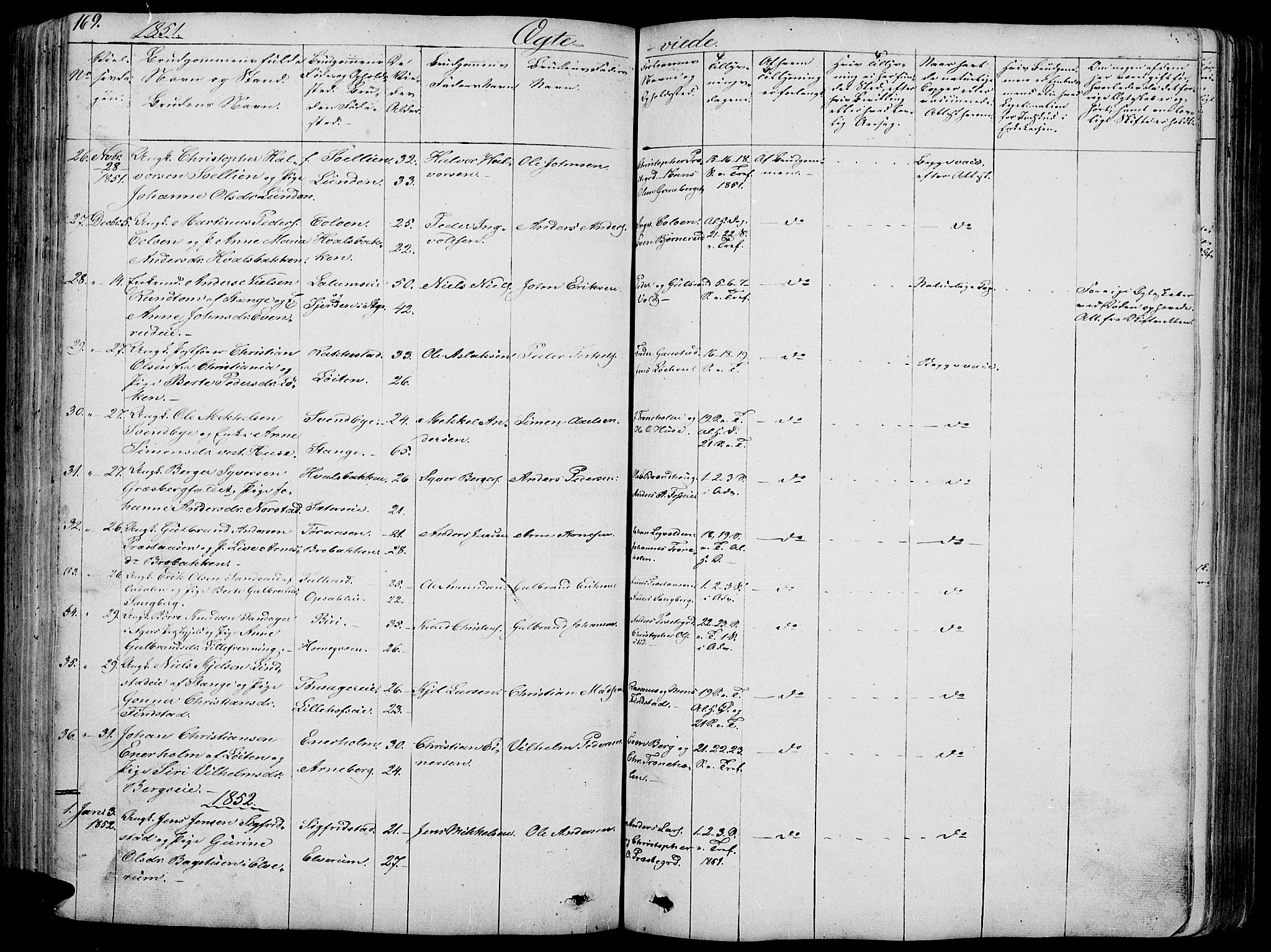 Romedal prestekontor, SAH/PREST-004/L/L0009: Parish register (copy) no. 9, 1846-1866, p. 169
