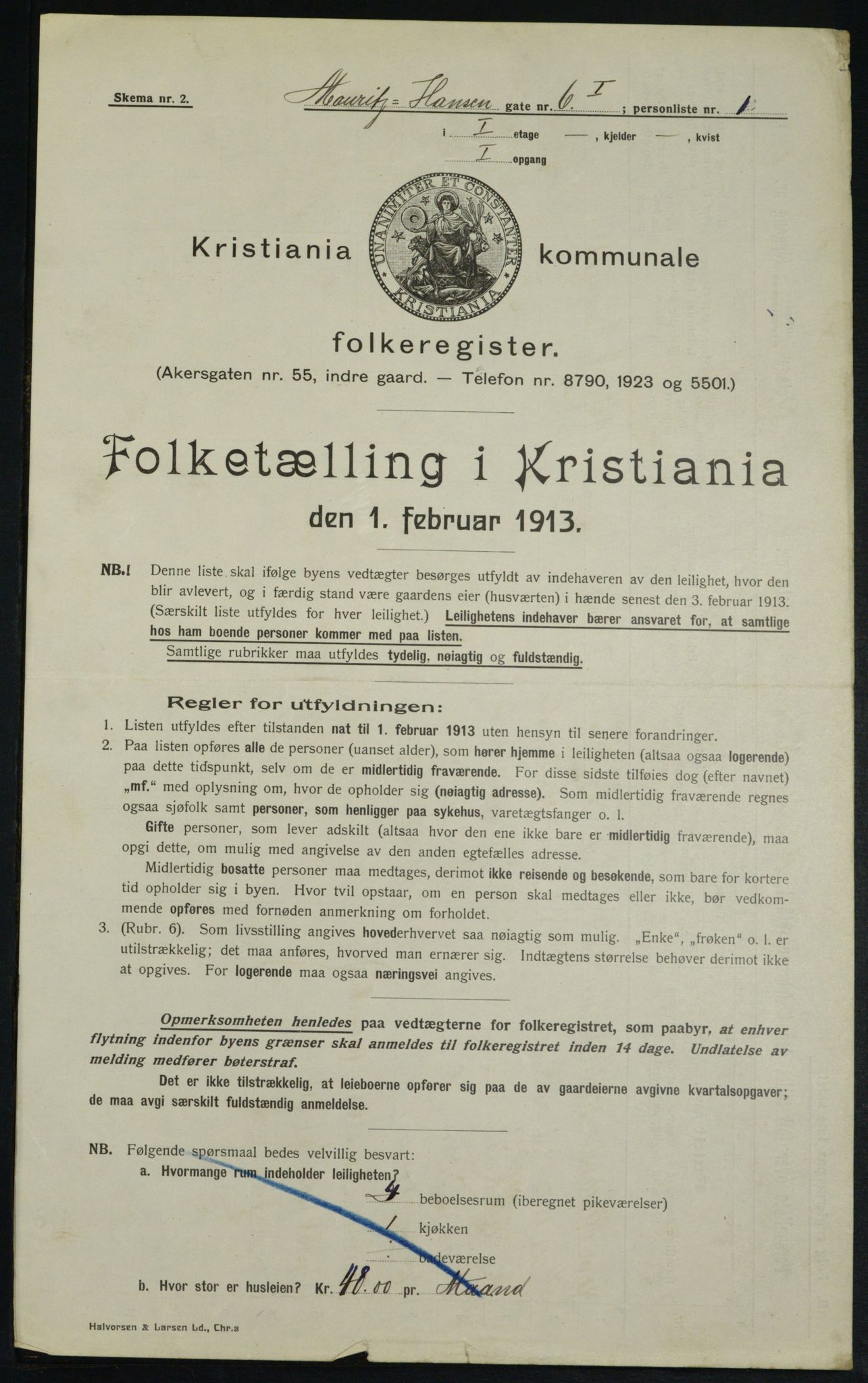 OBA, Municipal Census 1913 for Kristiania, 1913, p. 64835