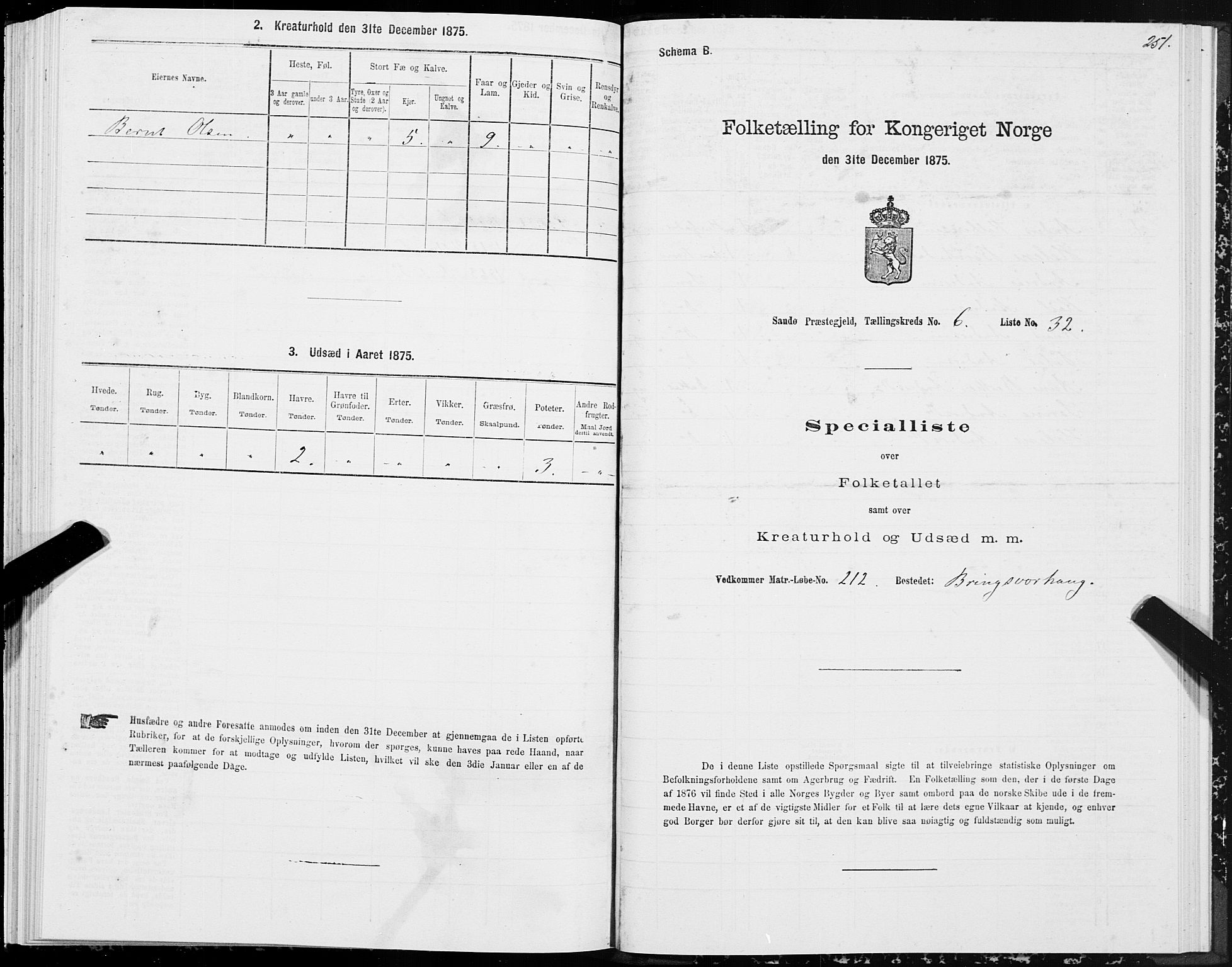 SAT, 1875 census for 1514P Sande, 1875, p. 3251