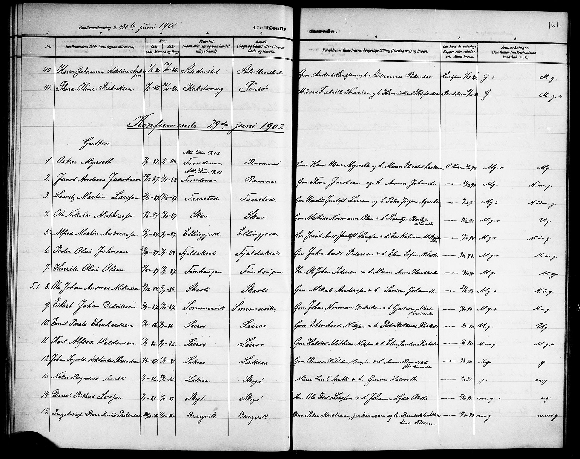 Ministerialprotokoller, klokkerbøker og fødselsregistre - Nordland, AV/SAT-A-1459/863/L0915: Parish register (copy) no. 863C05, 1898-1907, p. 161