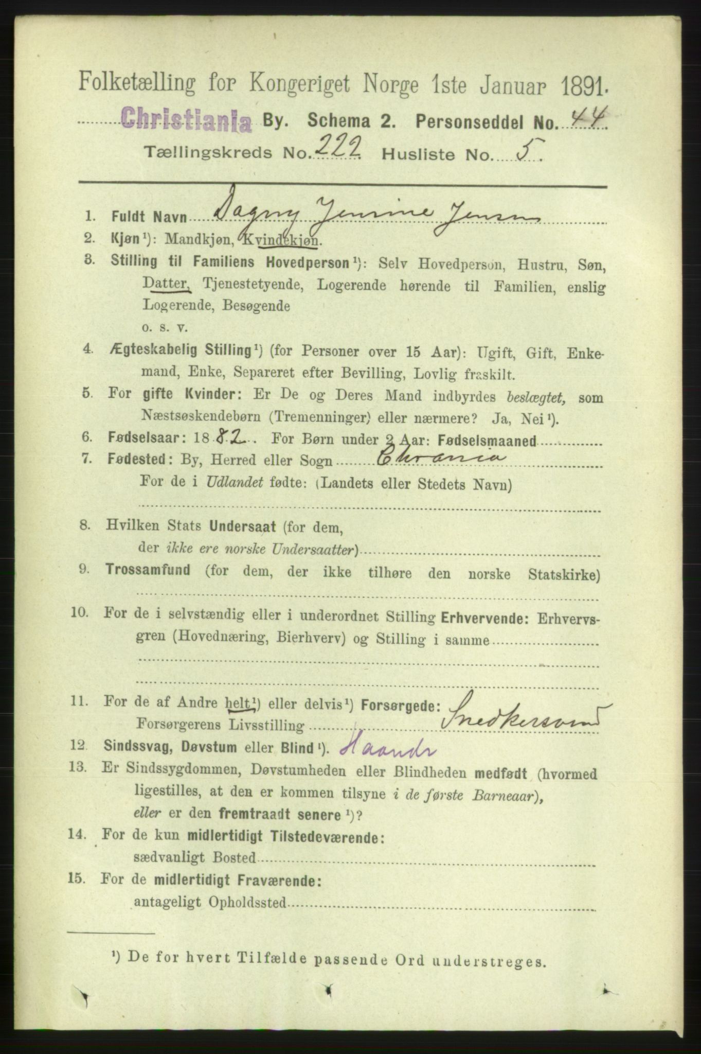 RA, 1891 census for 0301 Kristiania, 1891, p. 133231