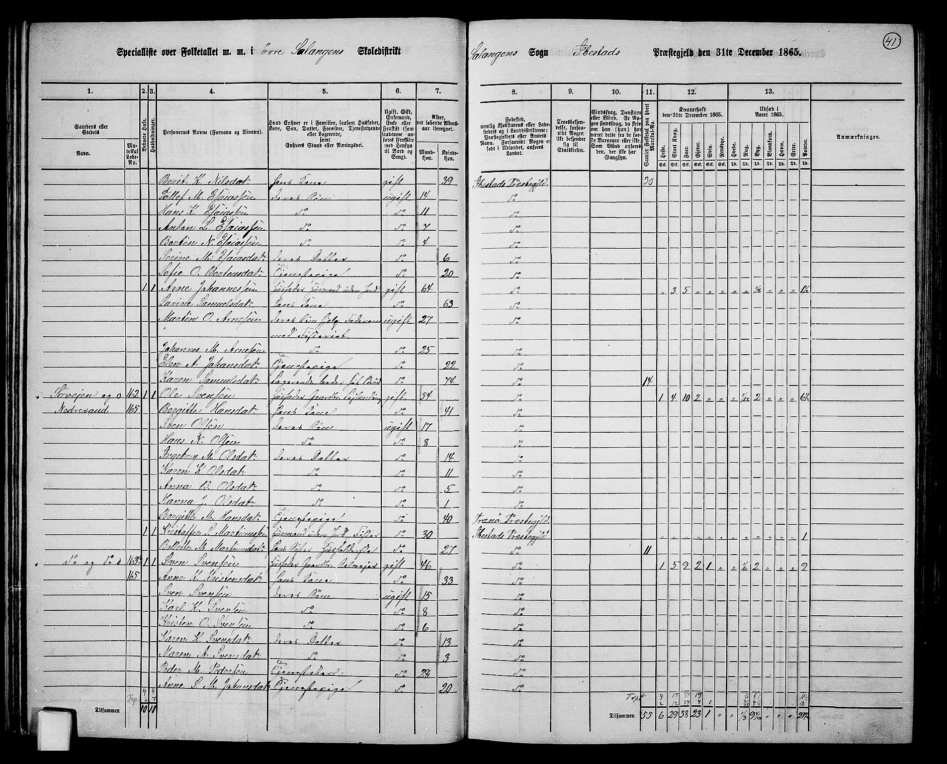 RA, 1865 census for Ibestad, 1865, p. 39