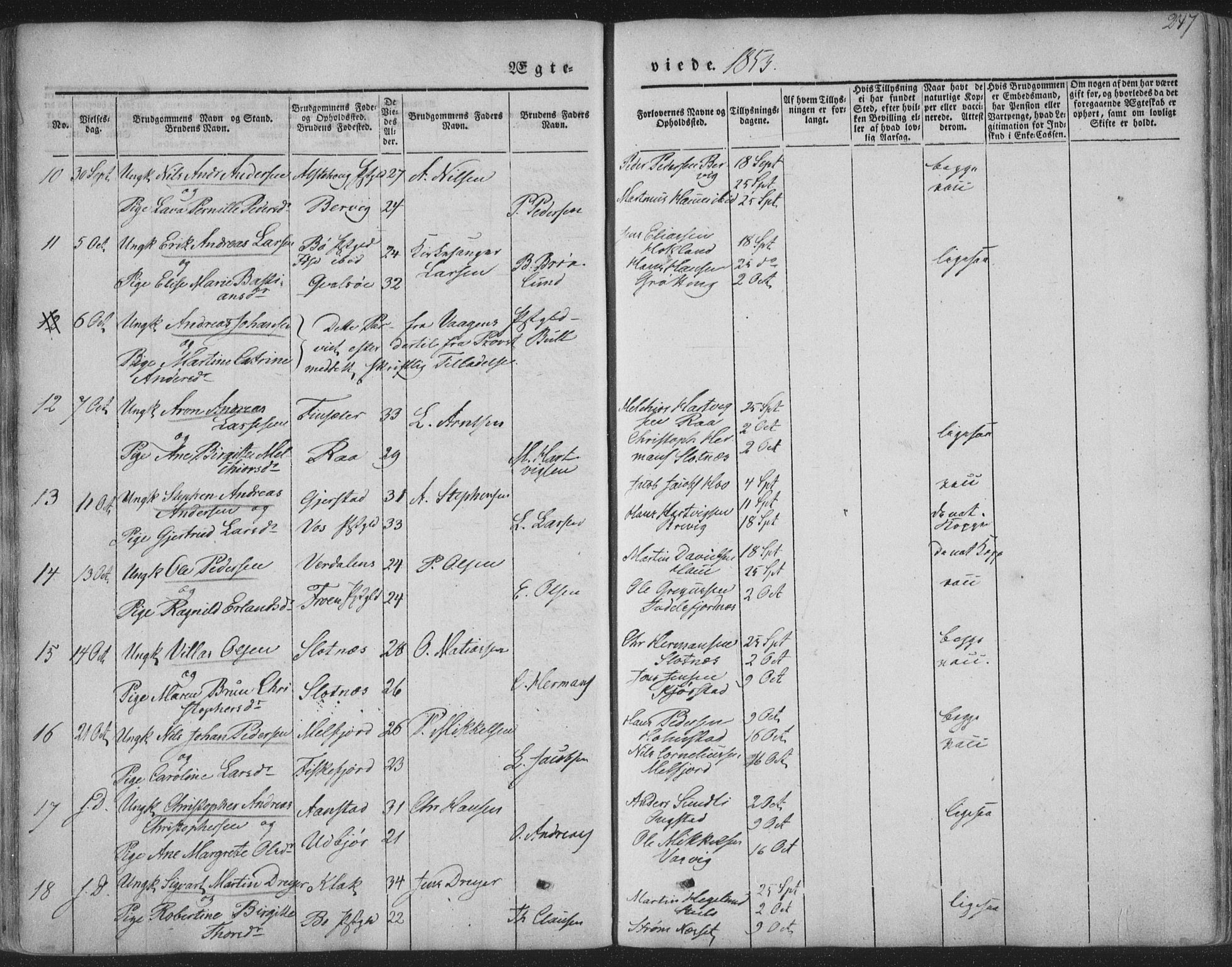 Ministerialprotokoller, klokkerbøker og fødselsregistre - Nordland, SAT/A-1459/888/L1241: Parish register (official) no. 888A07, 1849-1869, p. 247