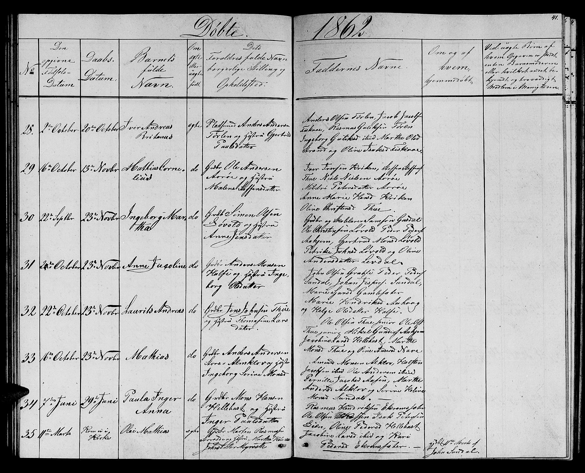 Ministerialprotokoller, klokkerbøker og fødselsregistre - Møre og Romsdal, AV/SAT-A-1454/501/L0015: Parish register (copy) no. 501C01, 1854-1867, p. 41