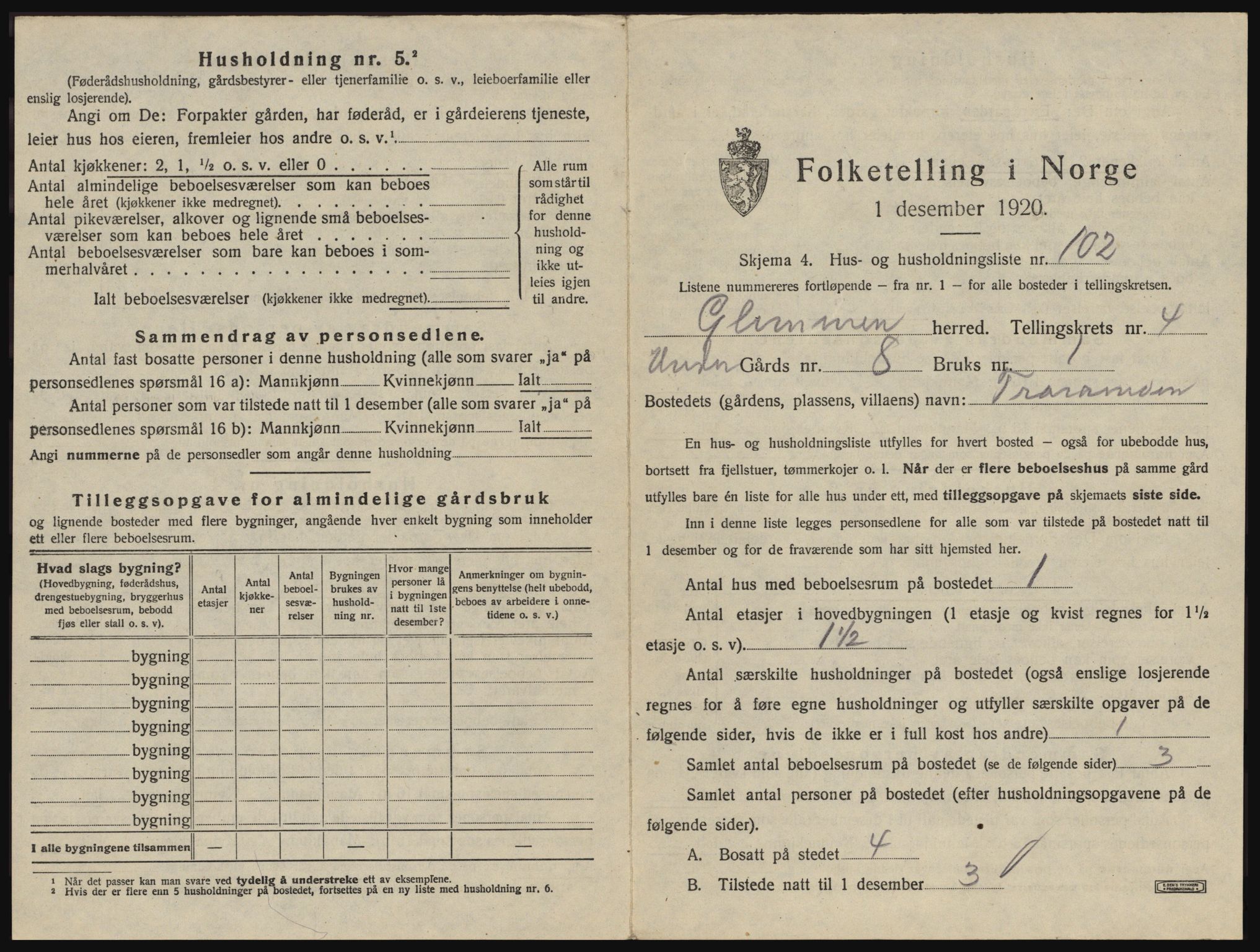 SAO, 1920 census for Glemmen, 1920, p. 1391