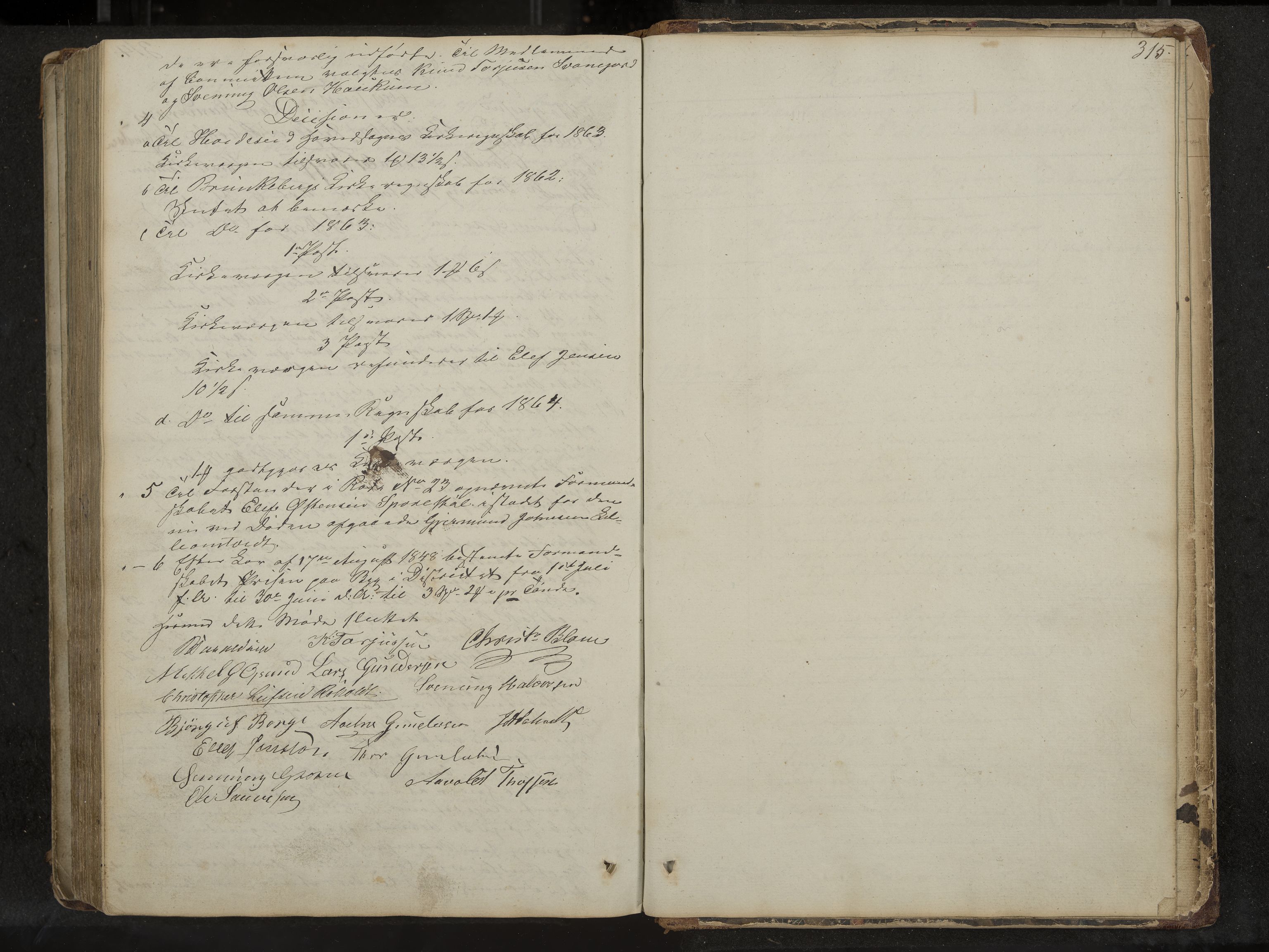 Kviteseid formannskap og sentraladministrasjon, IKAK/0829021/A/Aa/L0001: Møtebok med register, 1837-1866, p. 315