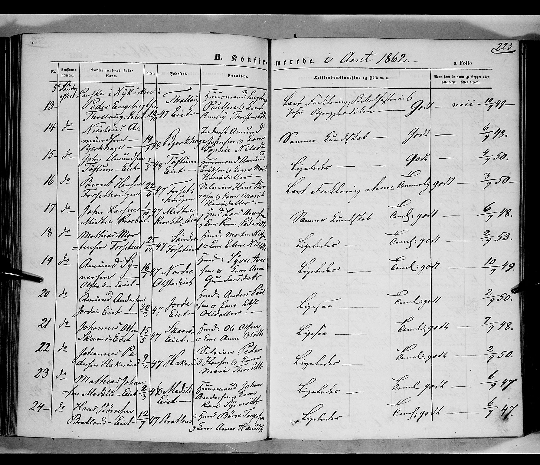 Gausdal prestekontor, AV/SAH-PREST-090/H/Ha/Haa/L0009: Parish register (official) no. 9, 1862-1873, p. 223