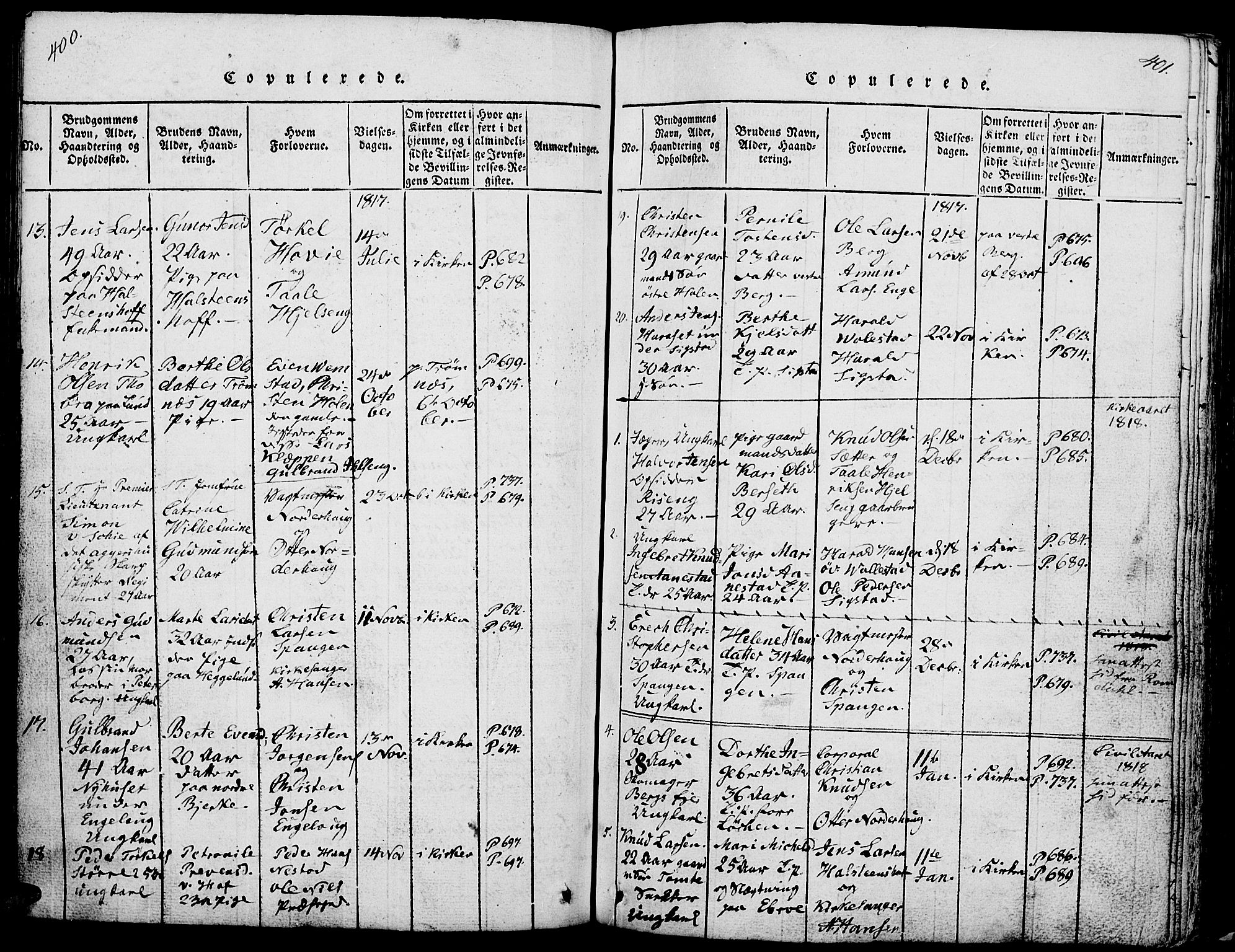 Løten prestekontor, SAH/PREST-022/L/La/L0001: Parish register (copy) no. 1, 1812-1832, p. 400-401