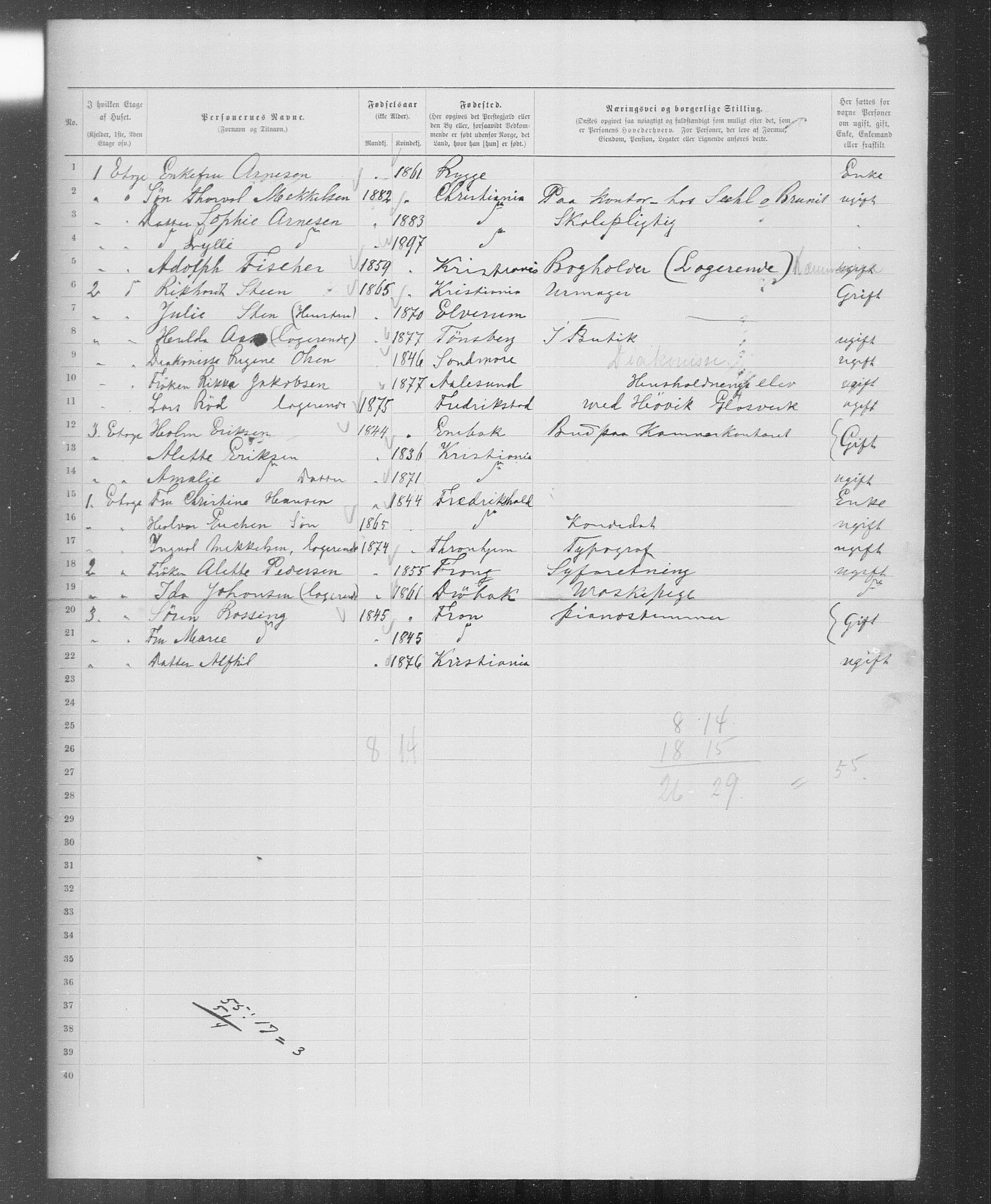 OBA, Municipal Census 1899 for Kristiania, 1899, p. 6457