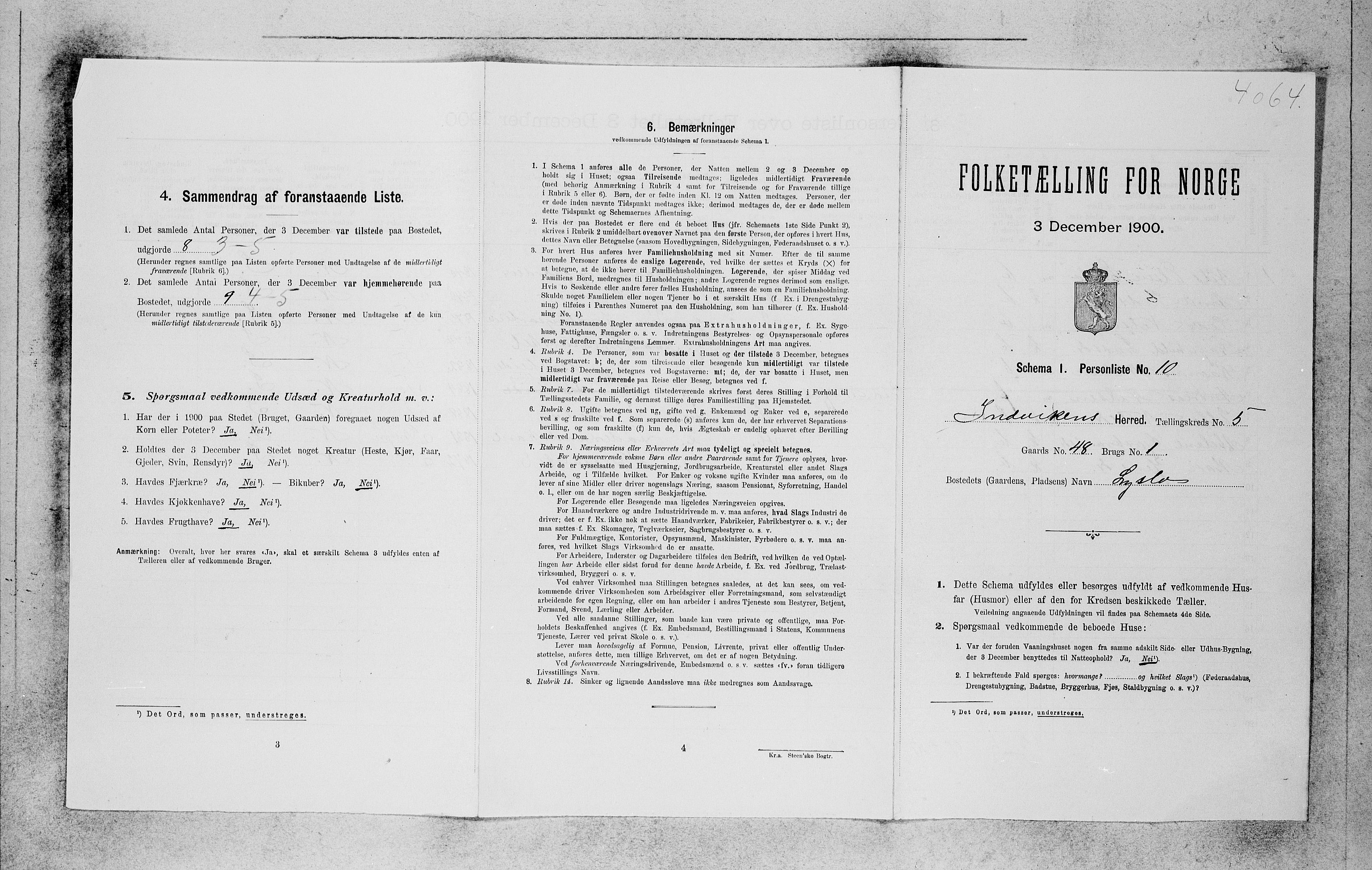 SAB, 1900 census for Innvik, 1900, p. 451