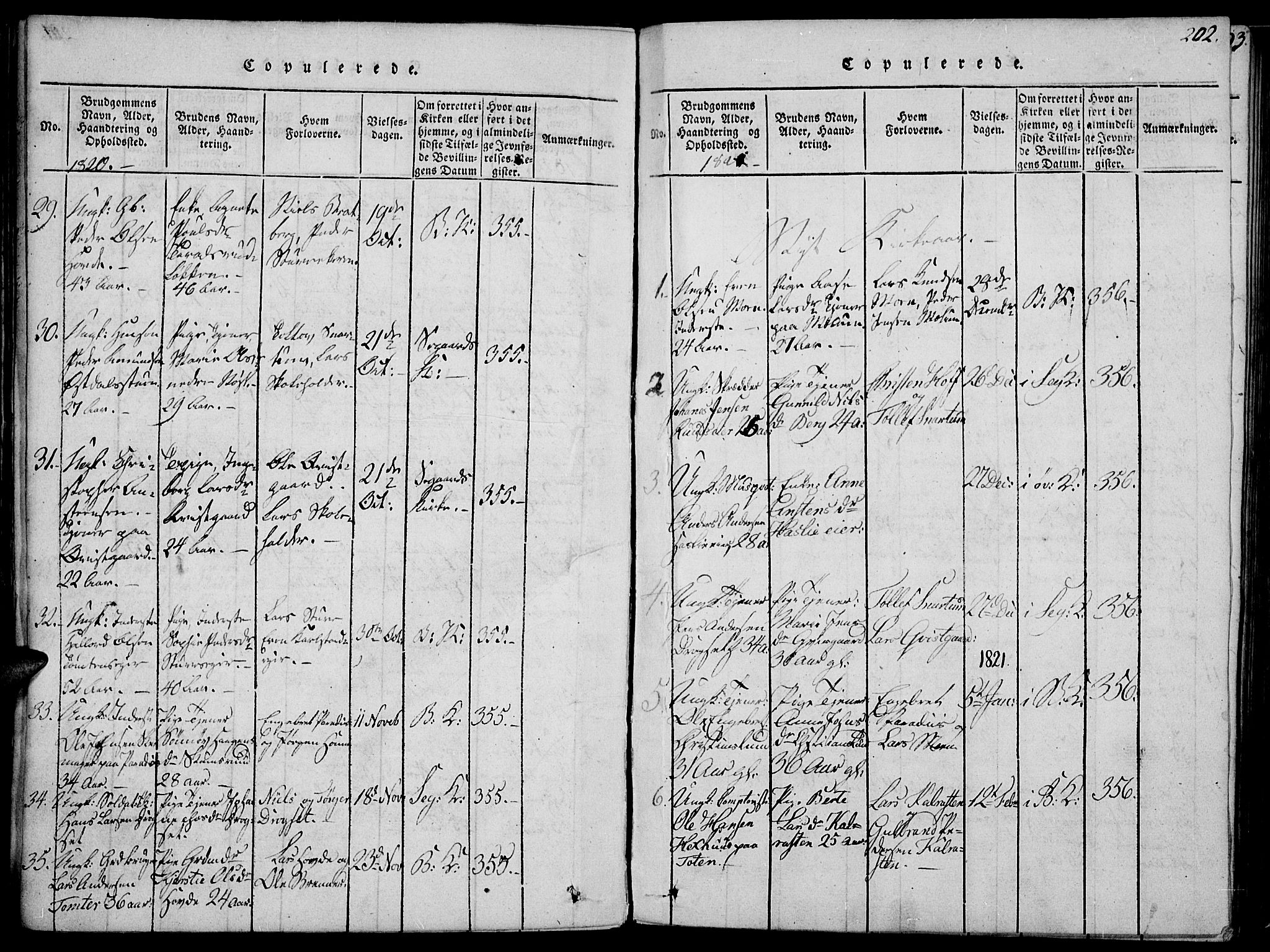 Biri prestekontor, SAH/PREST-096/H/Ha/Haa/L0003: Parish register (official) no. 3, 1814-1828, p. 202