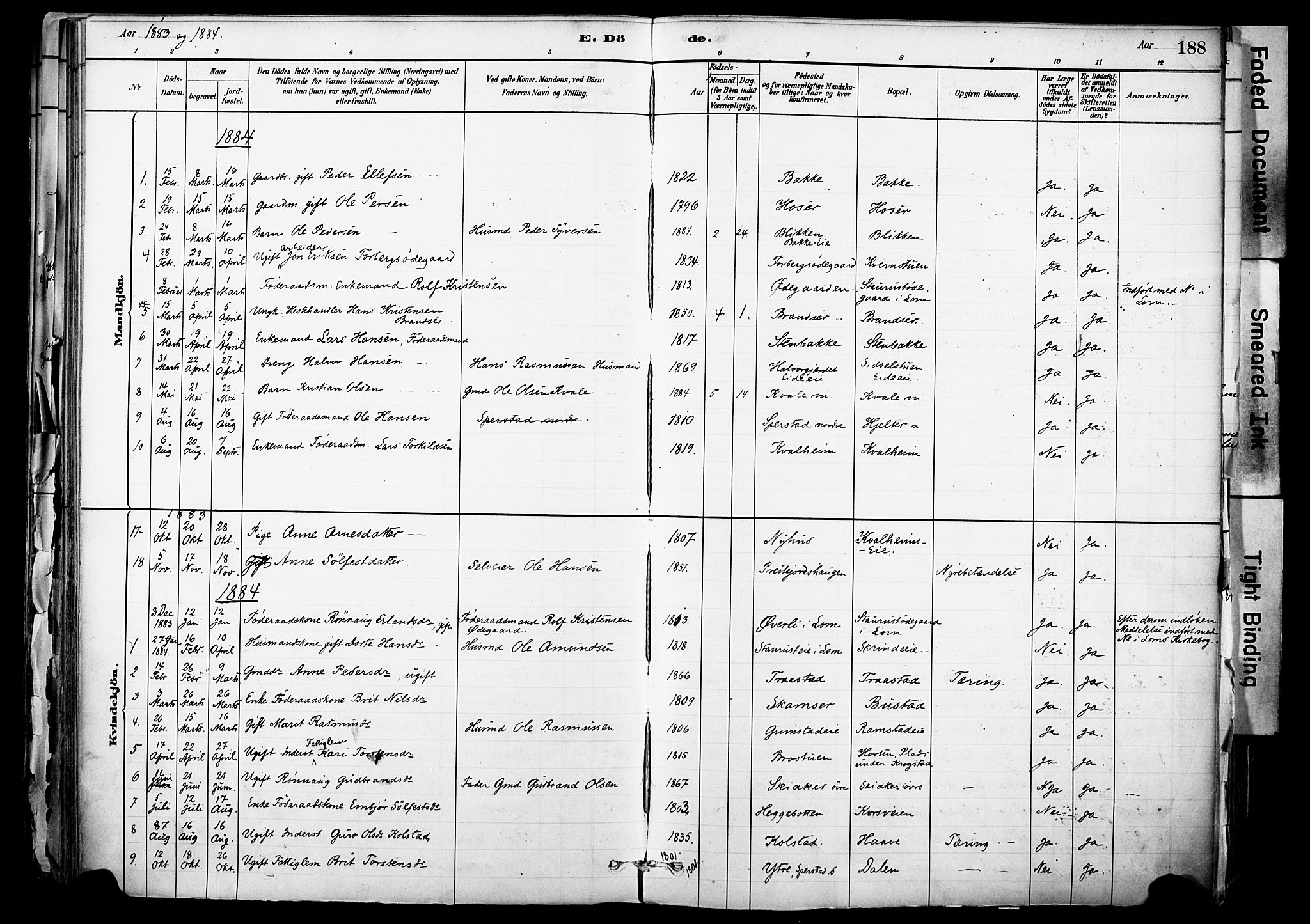 Skjåk prestekontor, AV/SAH-PREST-072/H/Ha/Haa/L0003: Parish register (official) no. 3, 1880-1907, p. 188