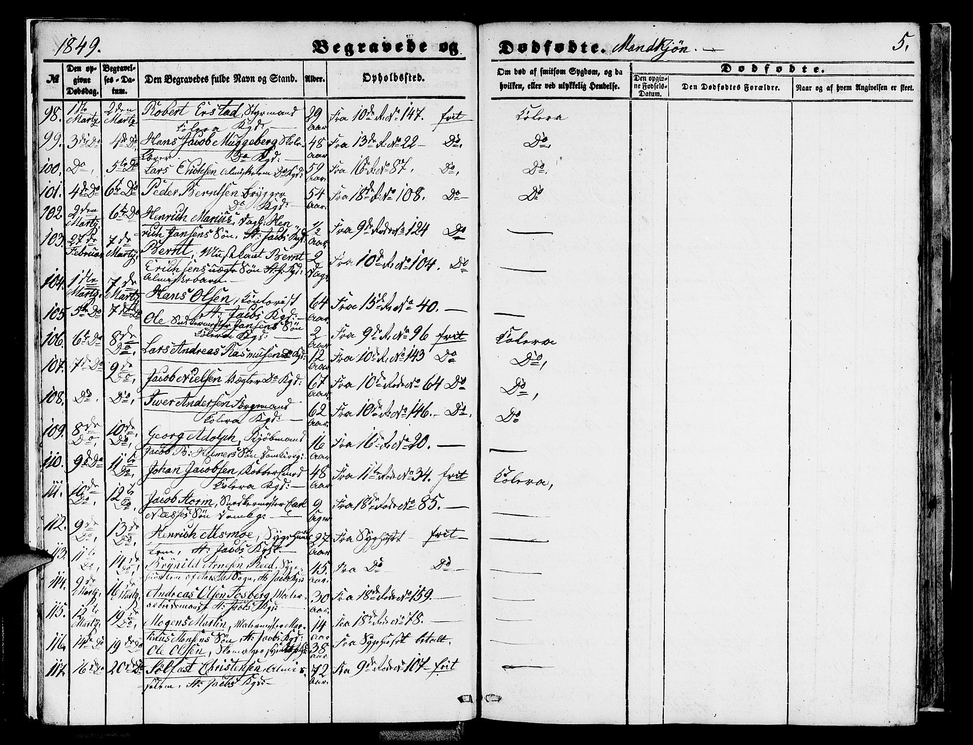 Domkirken sokneprestembete, SAB/A-74801/H/Hab/L0038: Parish register (copy) no. E 2, 1847-1859, p. 5