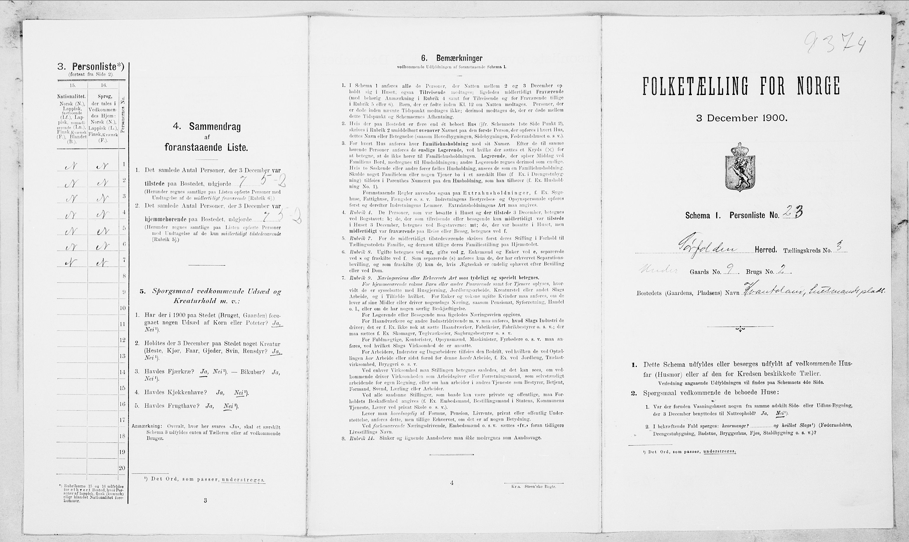 SAT, 1900 census for Sørfold, 1900, p. 154