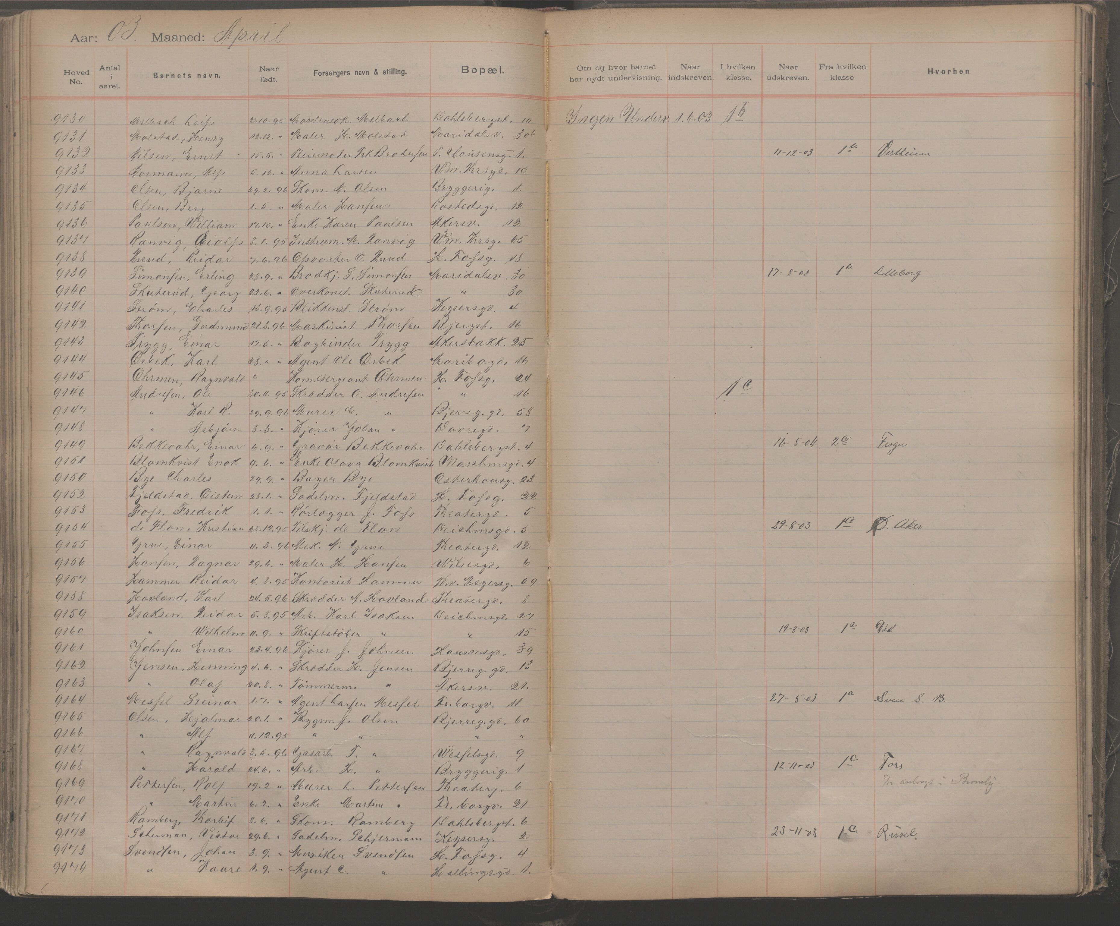 Møllergata skole, OBA/A-20129/F/Fa/L0001: Ut-/innskrivningsprotokoll, 1889-1907, p. 209