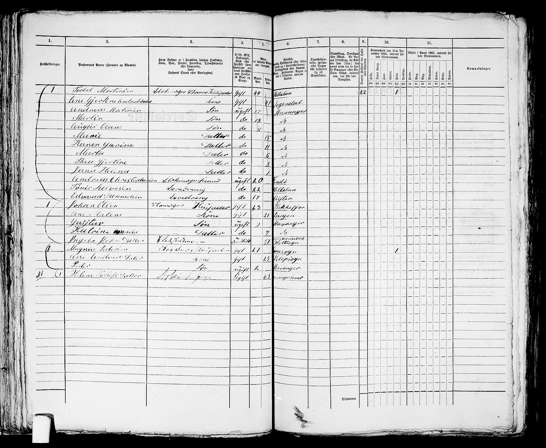 RA, 1865 census for Stavanger, 1865, p. 1628