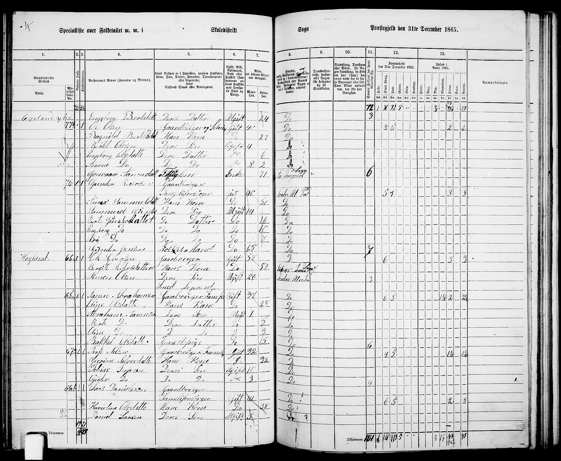 RA, 1865 census for Nord-Audnedal, 1865, p. 73