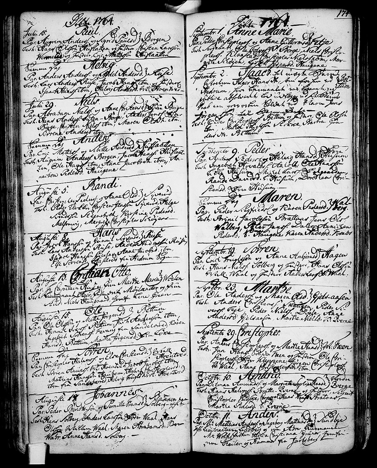 Stokke kirkebøker, AV/SAKO-A-320/F/Fa/L0002: Parish register (official) no. I 2, 1732-1770, p. 174