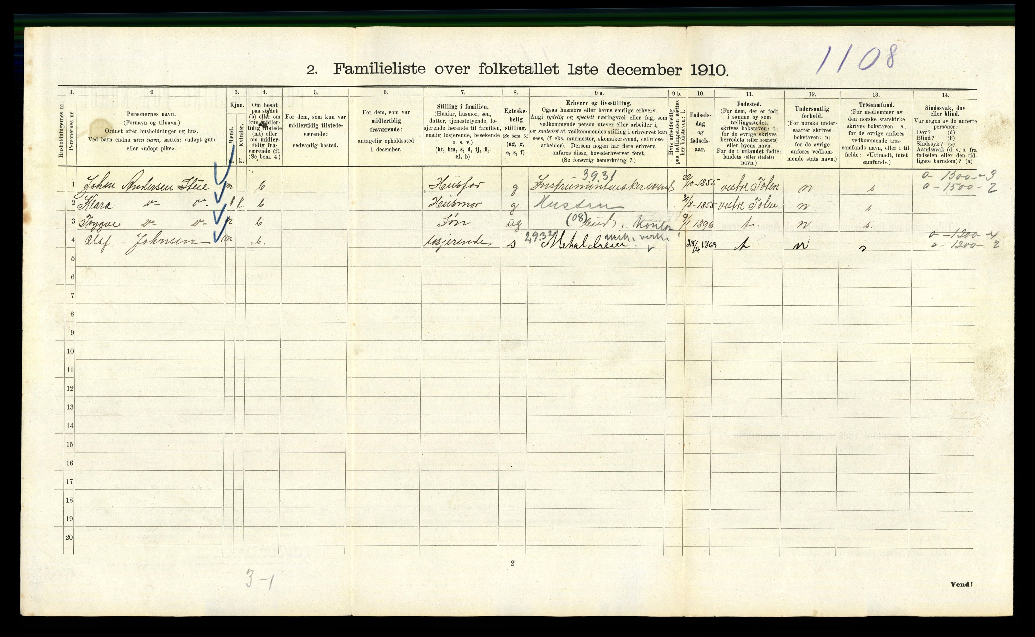 RA, 1910 census for Kristiania, 1910, p. 103172