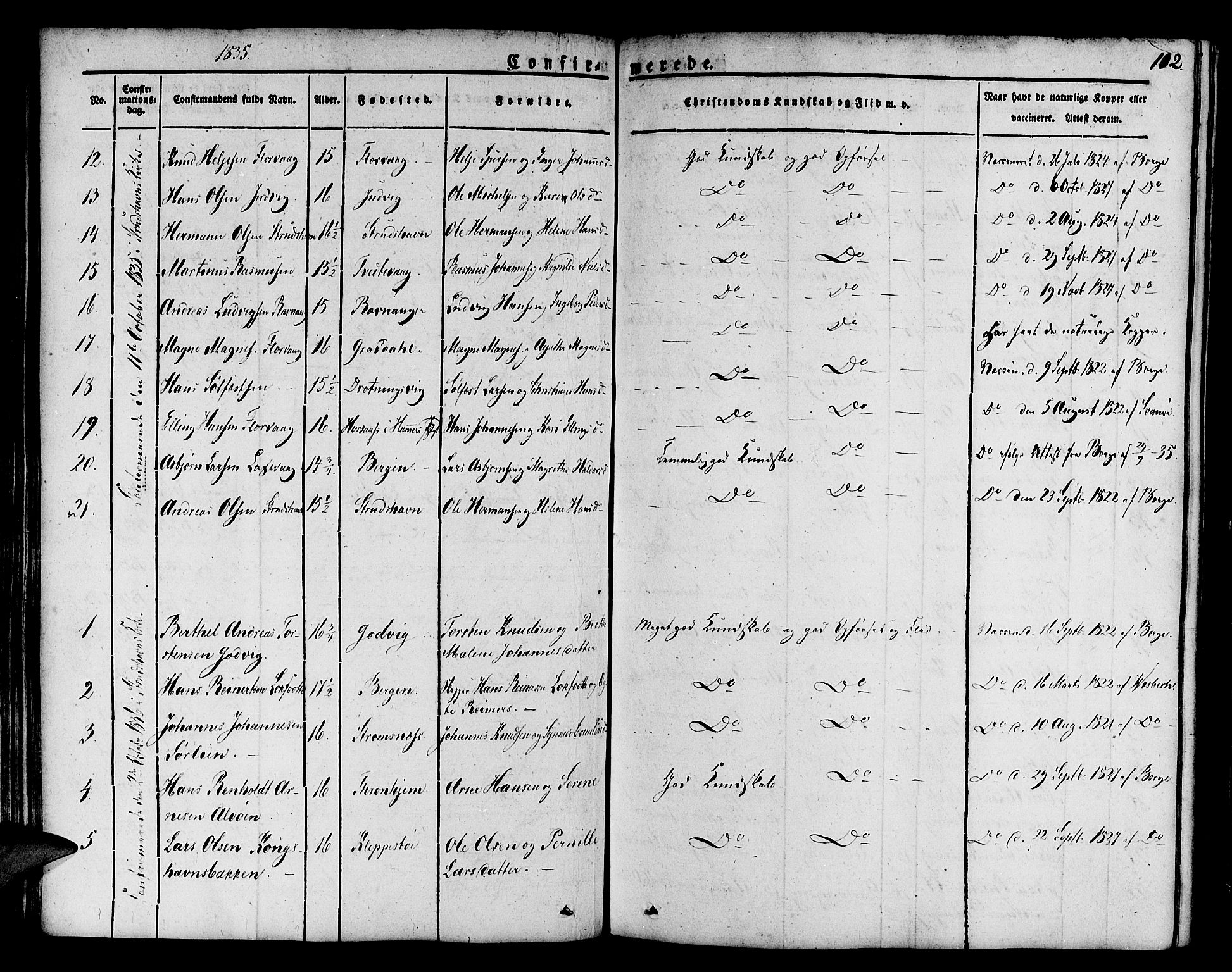 Askøy Sokneprestembete, SAB/A-74101/H/Ha/Haa/Haaa/L0004: Parish register (official) no. A 4, 1825-1845, p. 112