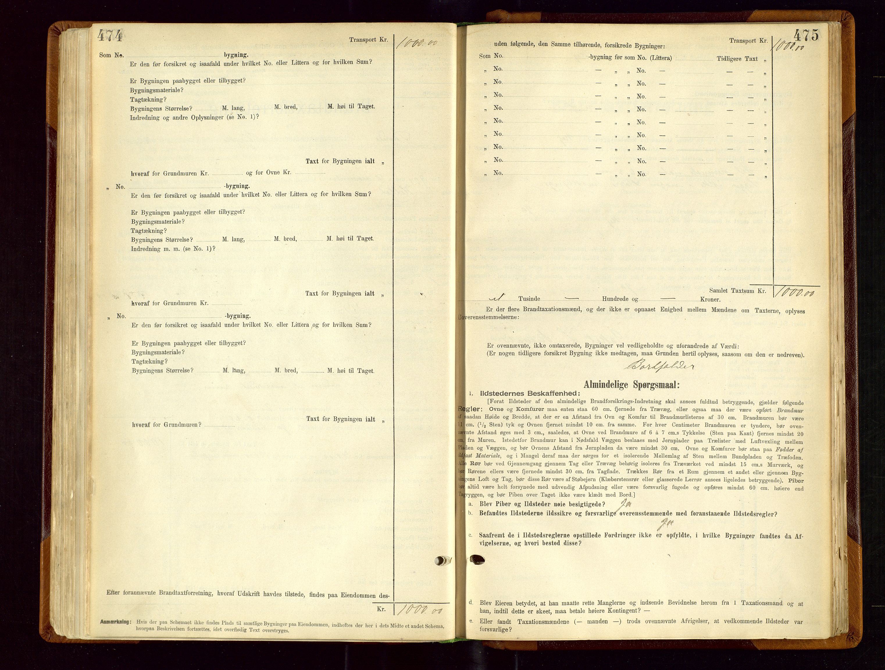 Sauda lensmannskontor, SAST/A-100177/Gob/L0001: Branntakstprotokoll - skjematakst, 1894-1914, p. 474-475