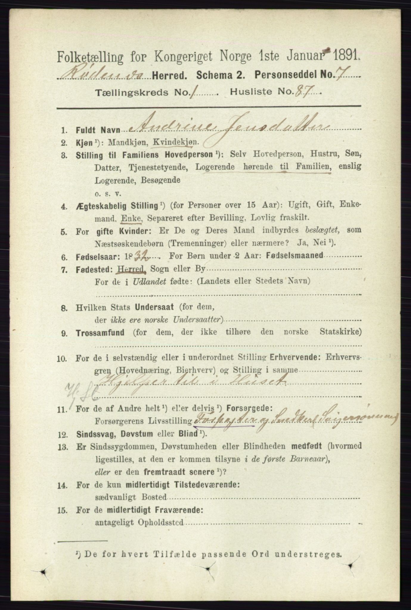 RA, 1891 census for 0120 Rødenes, 1891, p. 589